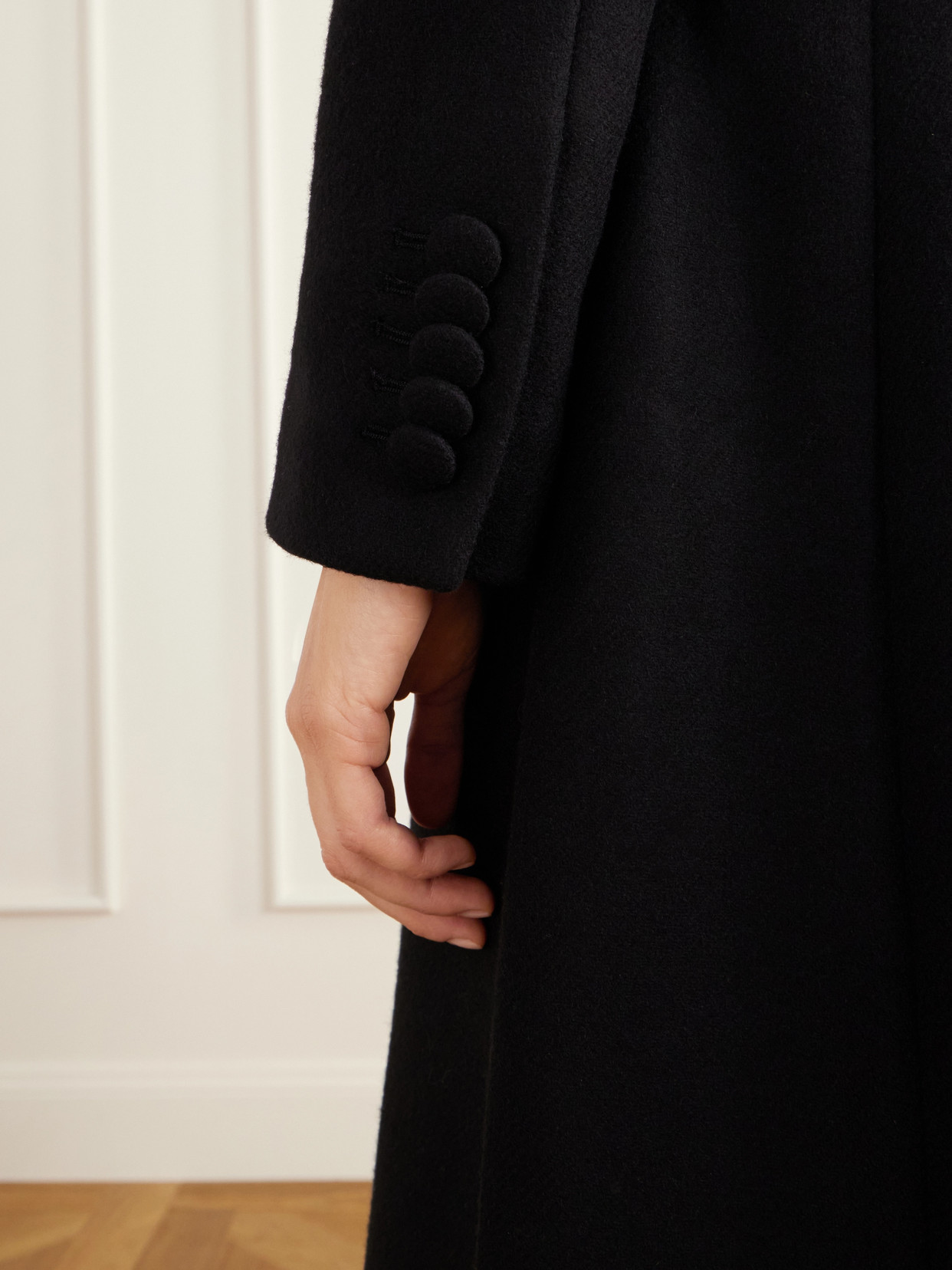 Maria Velvet-Trimmed Wool-Felt Coat