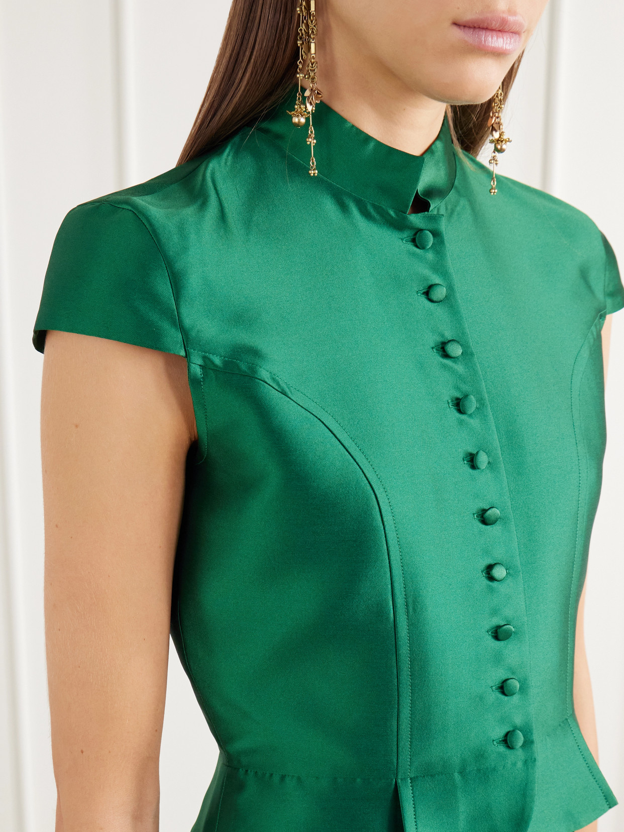 Amoako Peplum Paneled Taffeta Blouse