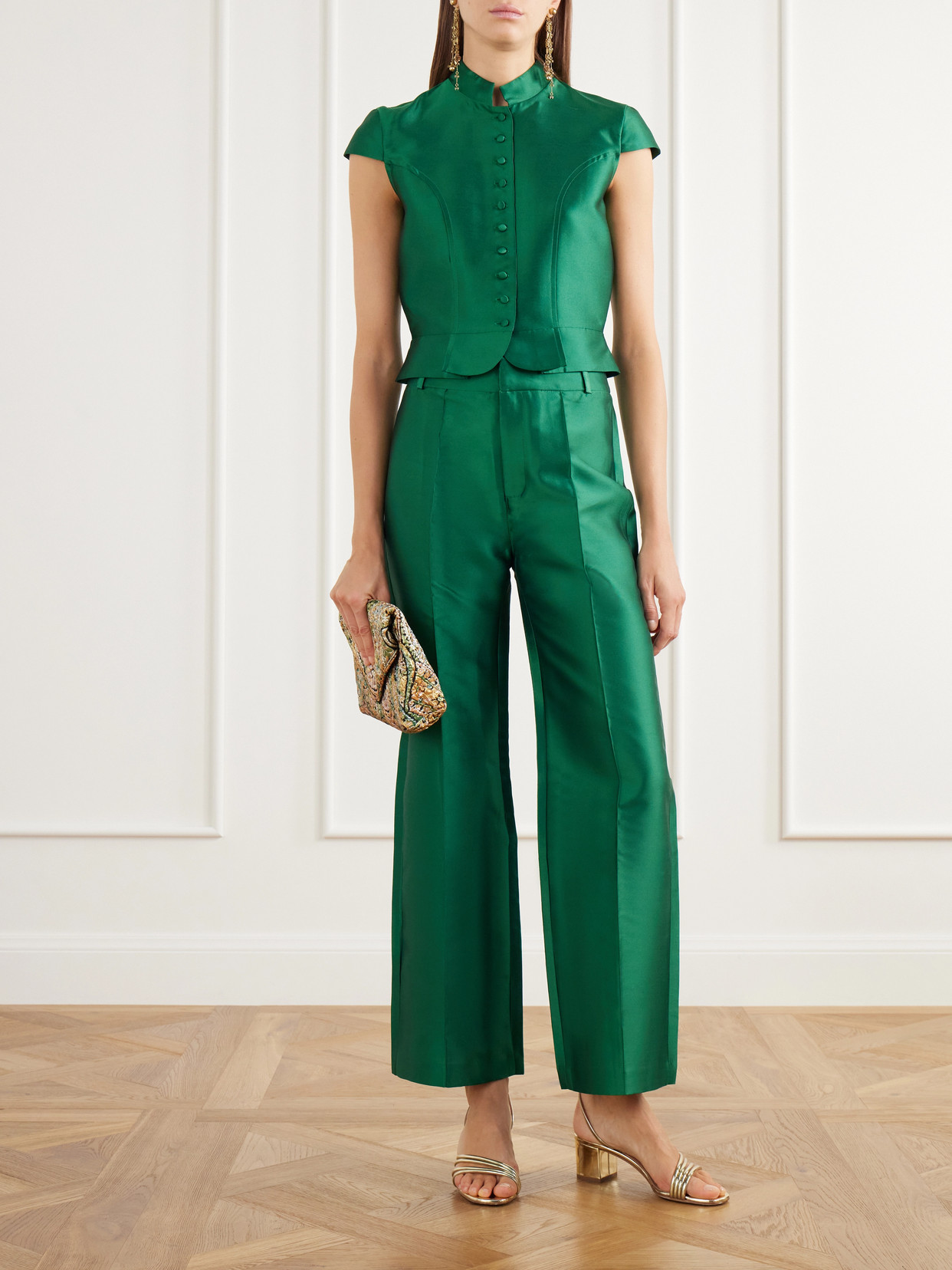 Amoako Peplum Paneled Taffeta Blouse