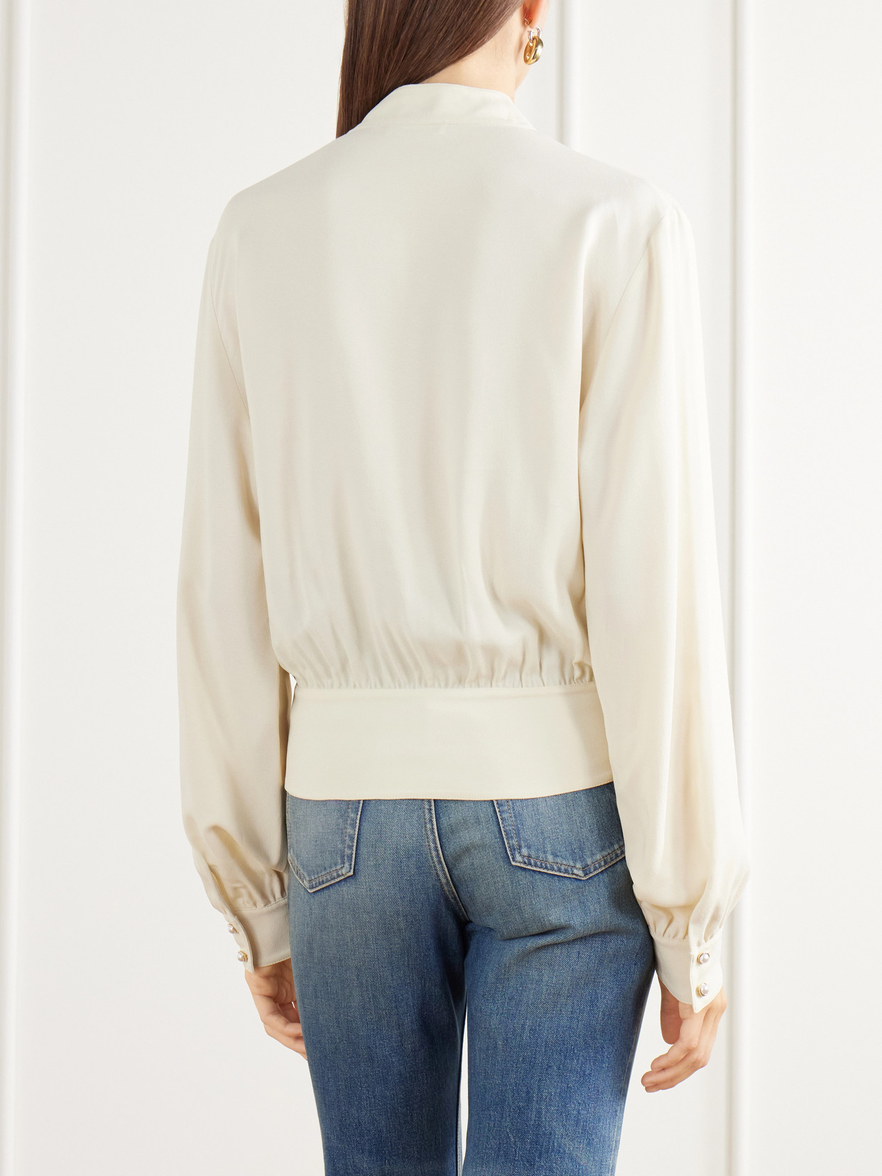 Haut Double-Breasted Crepe De Chine Blouse
