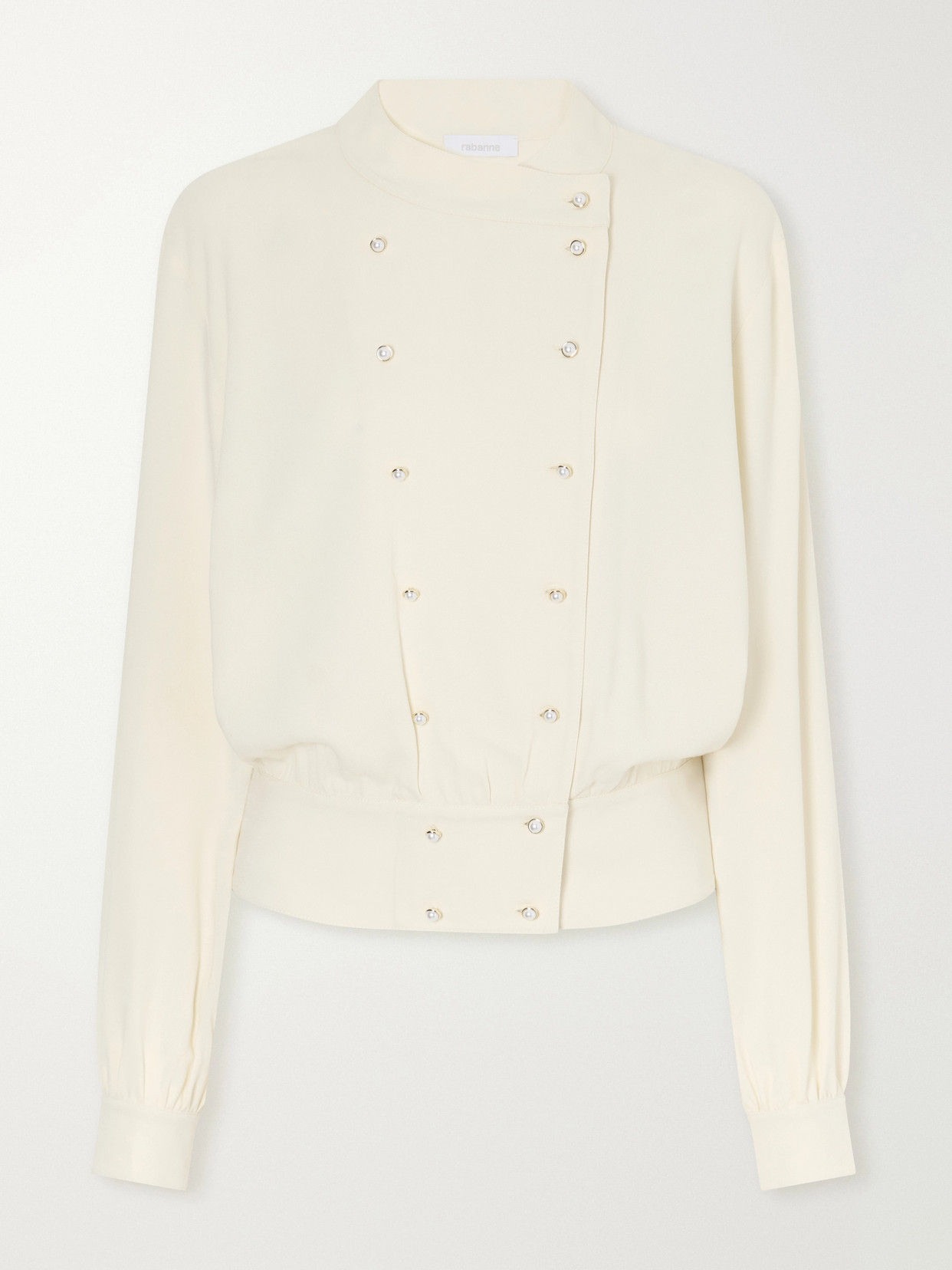 Rabanne Haut Double-breasted Crepe De Chine Blouse In Neutral