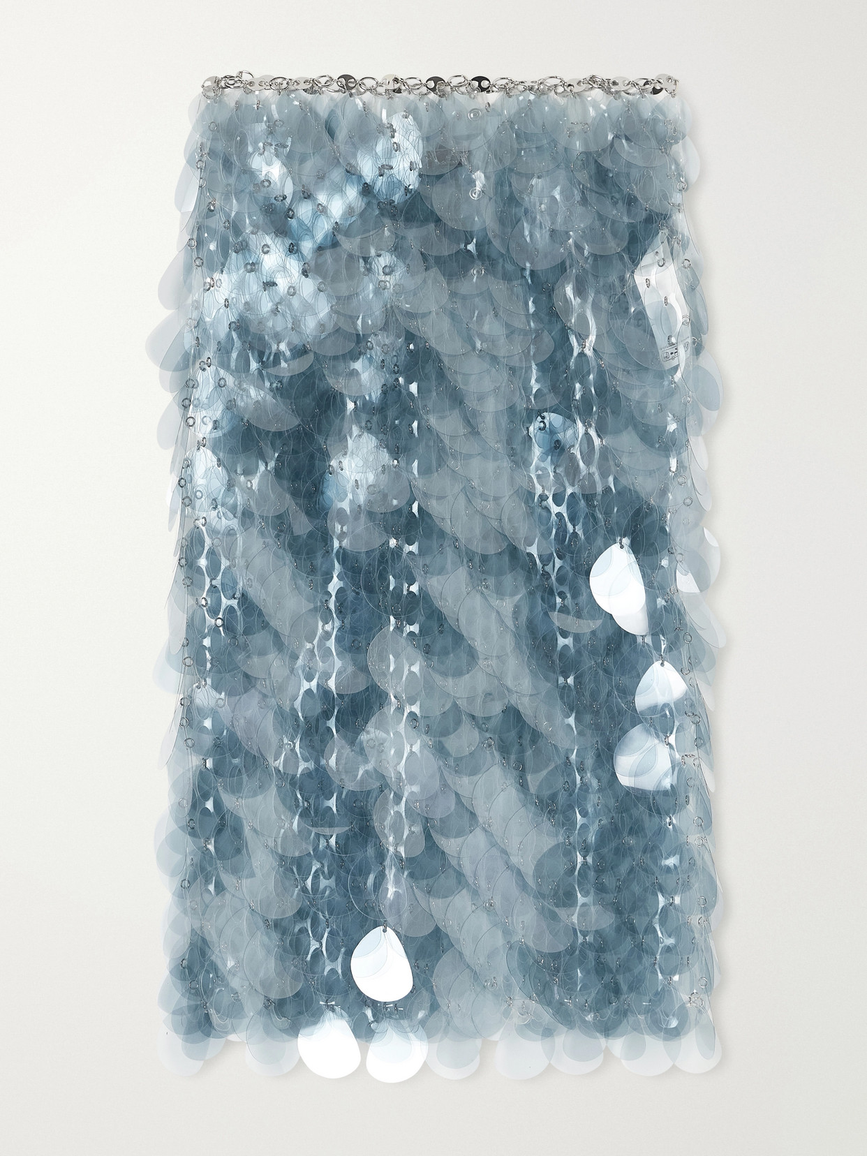 Rabanne Sequined Chainmail Midi Skirt In Blue
