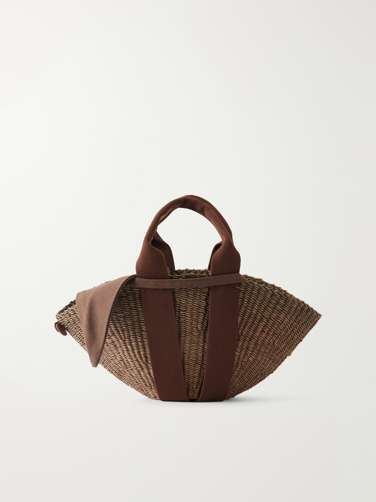 Muun Sophie Cotton-trimmed Raffia Mini Tote In Brown