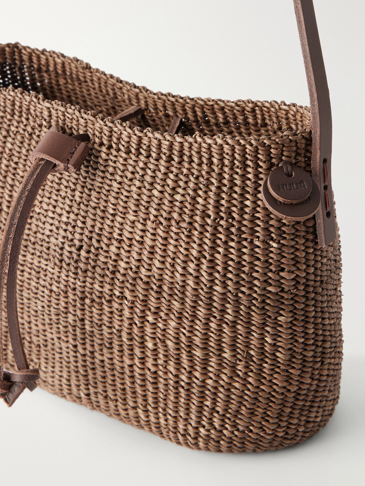 Muuñ - Nina Leather-Trimmed Raffia Shoulder Bag