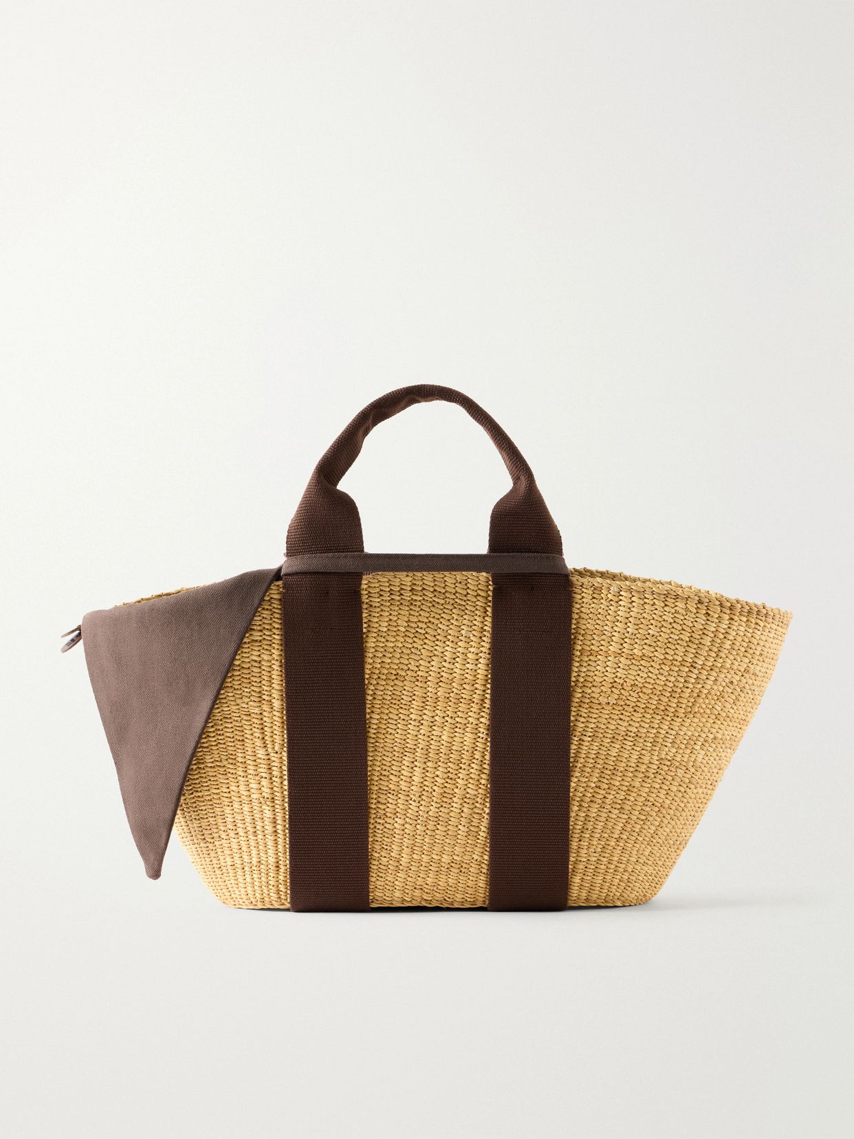Cotton-trimmed raffia tote