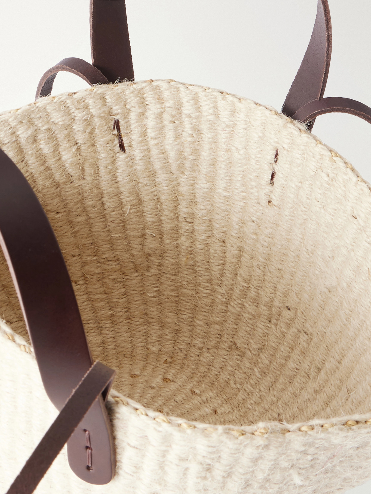 Muuñ - Sophia Leather And Cotton-Trimmed Raffia Mini Tote