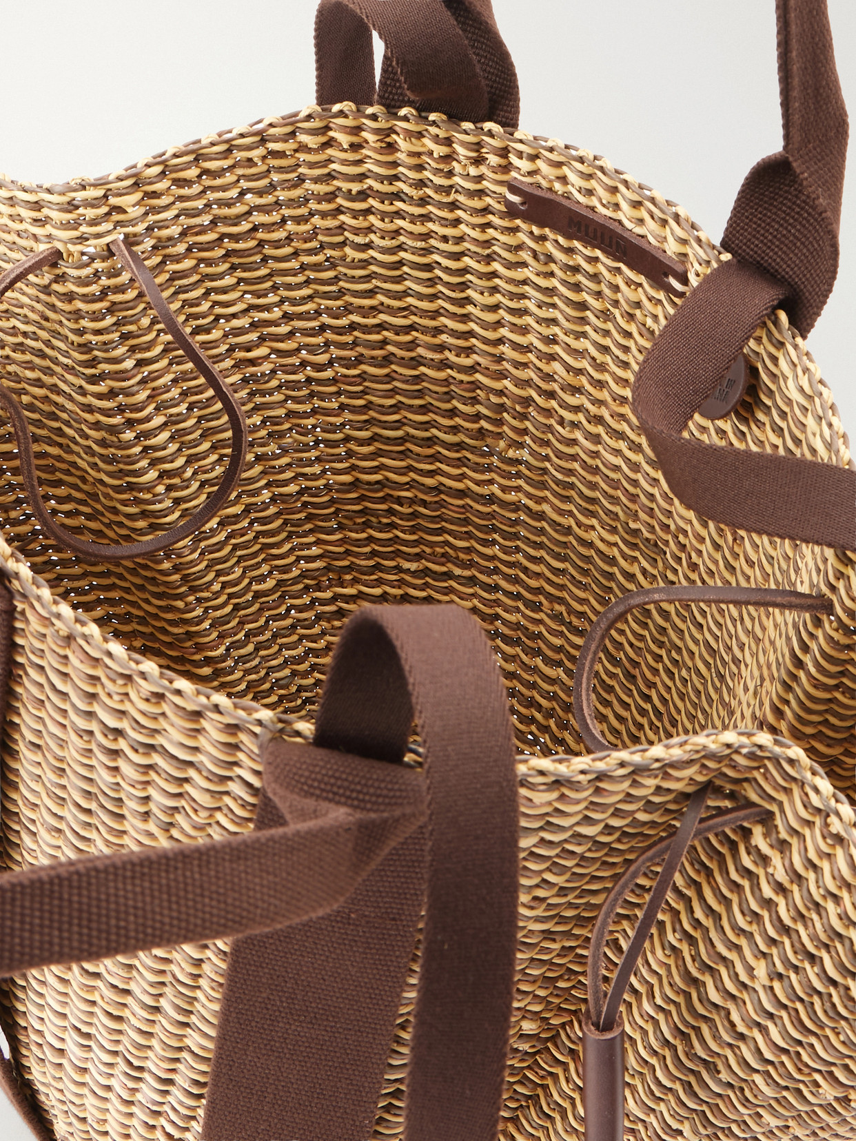 Muuñ - Cotton And Leather-Trimmed Raffia Tote
