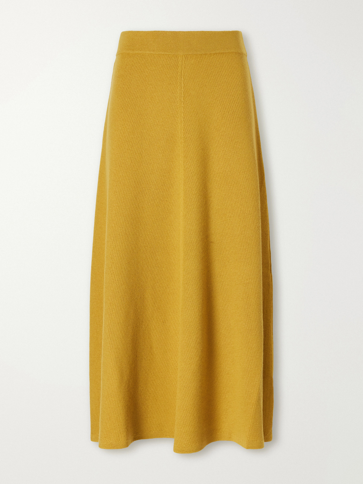 Emilia Wickstead Dorian Ribbed Wool Midi Skirt In Yellow
