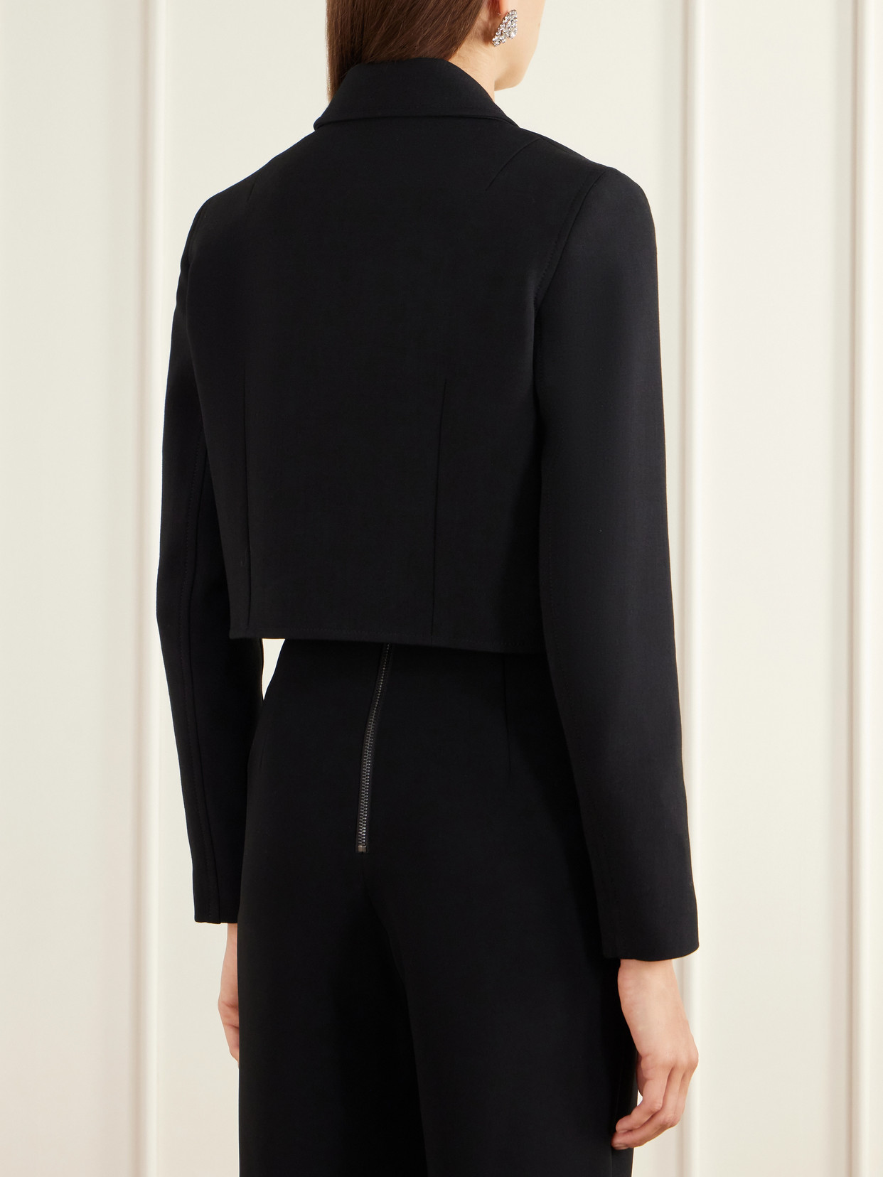 Chapel Cropped Birdseye Suiting Jacket