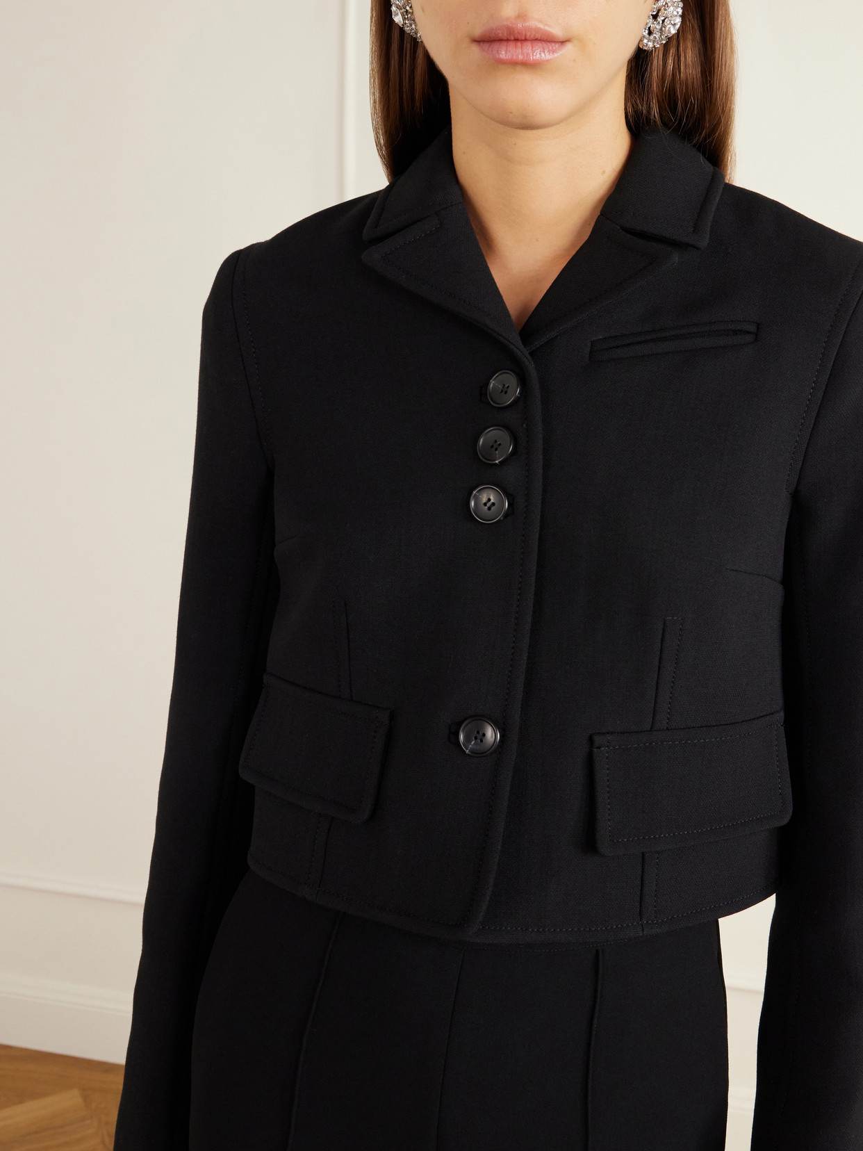 Chapel Cropped Birdseye Suiting Jacket