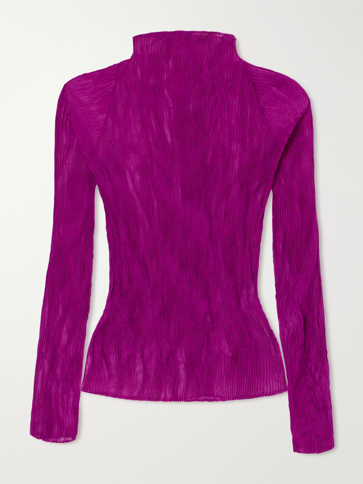 Issey Miyake Twist Plissé-chiffon Top In Purple