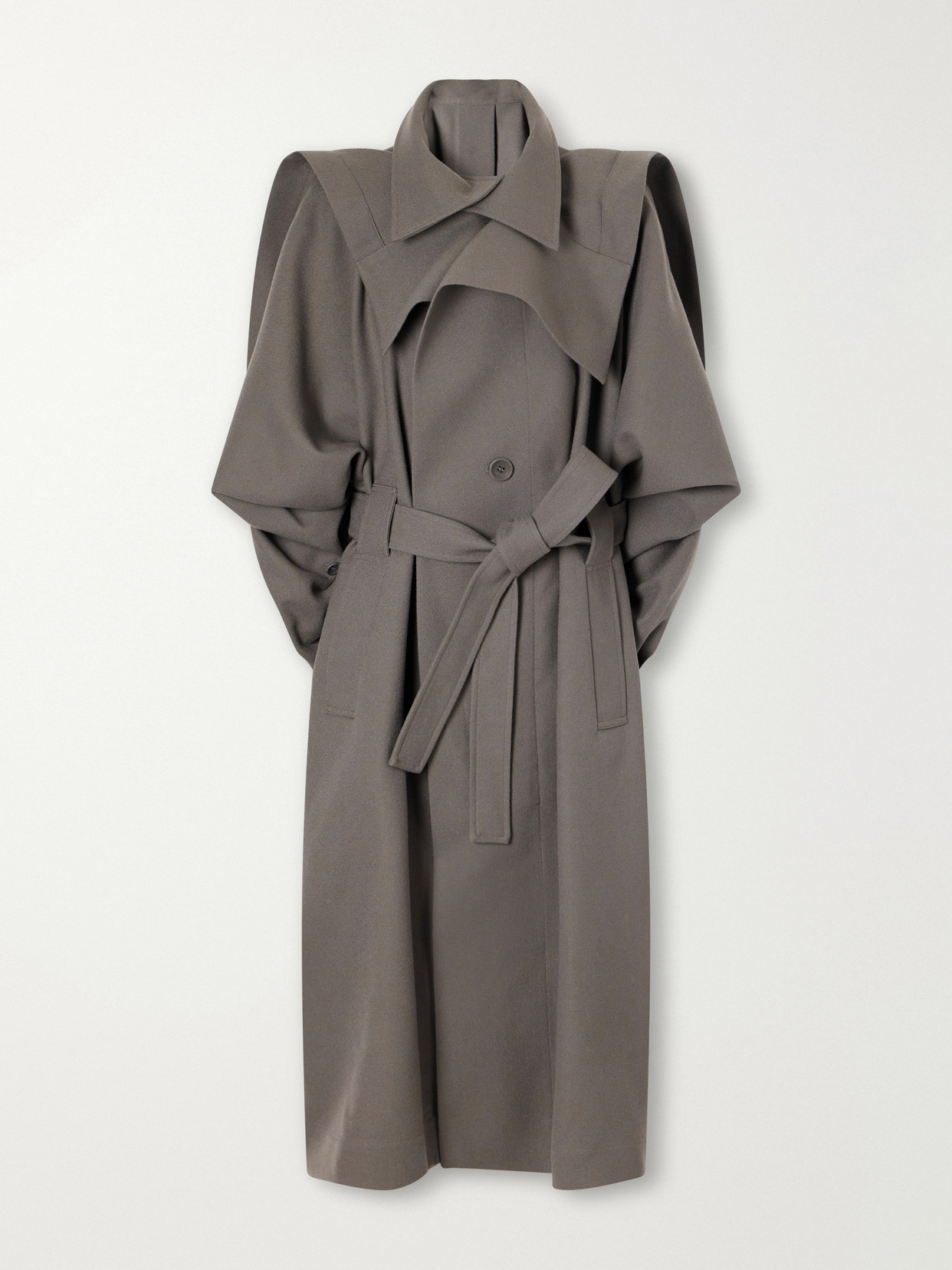 Issey Miyake Calligraph Layered Belted Worsted-wool Coat In Black