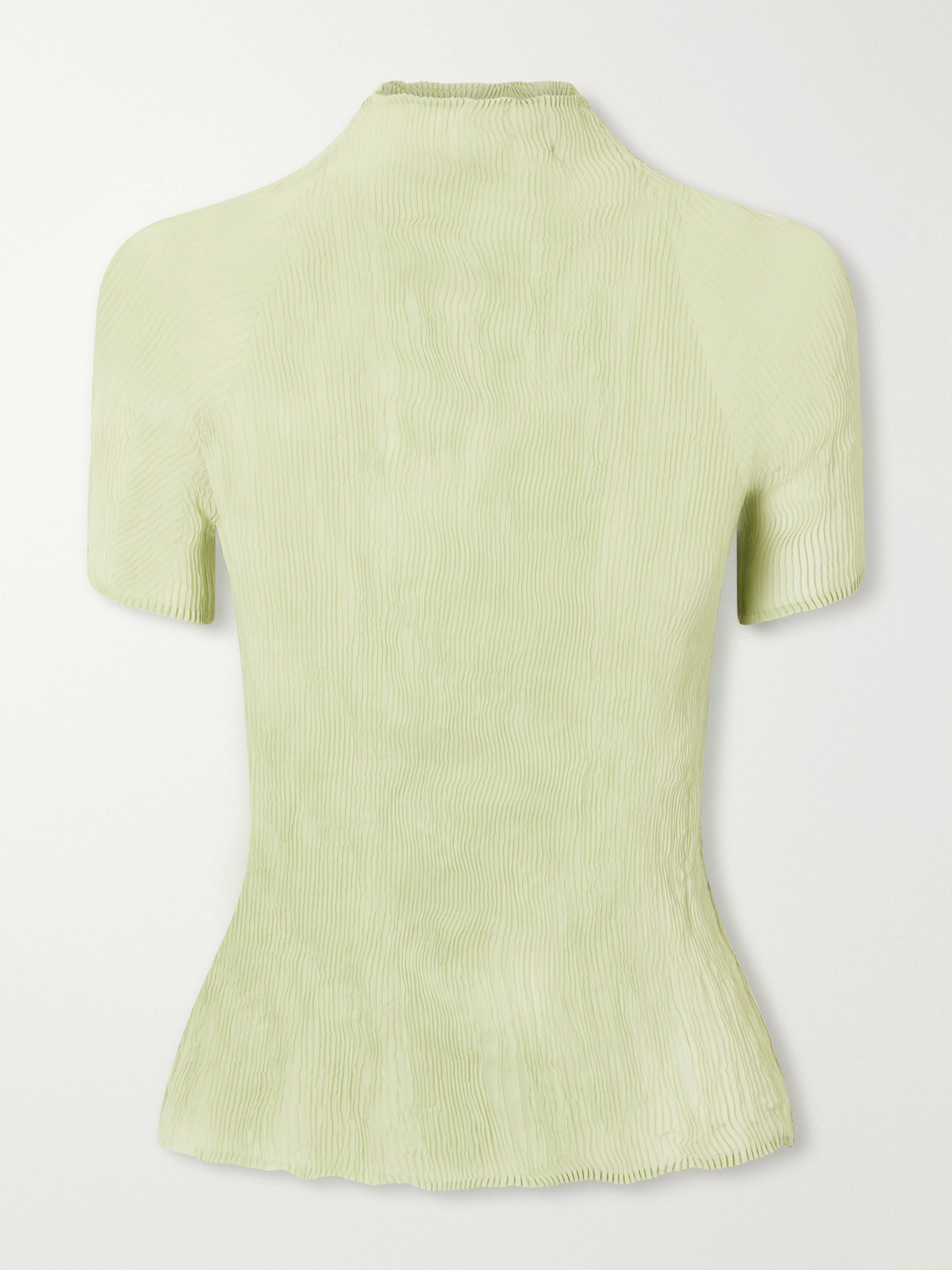 Issey Miyake Twist Plissé-chiffon Blouse In Green