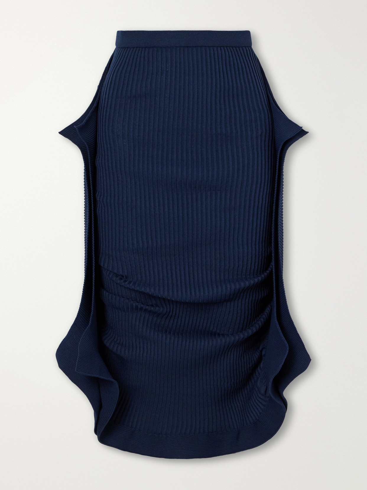 Issey Miyake Prance Stretch Rib-knit Midi Skirt In Blue
