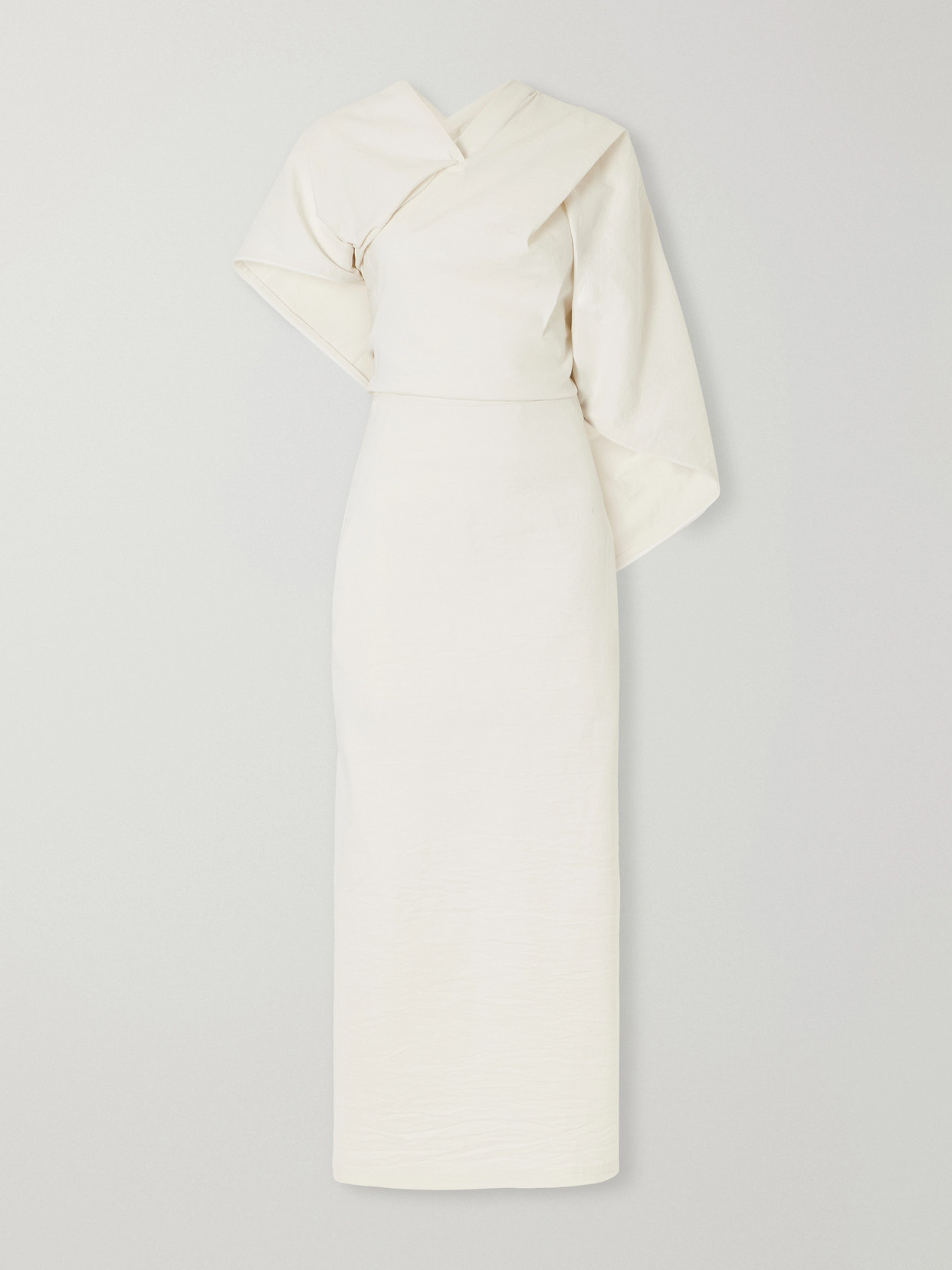 Issey Miyake Allow Draped Stretch Washi-blend Maxi Dress In White