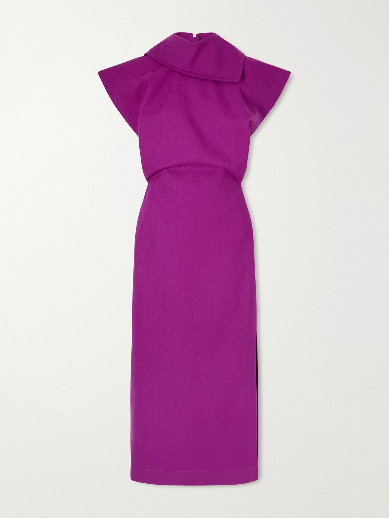 Issey Miyake Calligraph Layered Worsted-wool Maxi Dress In Purple