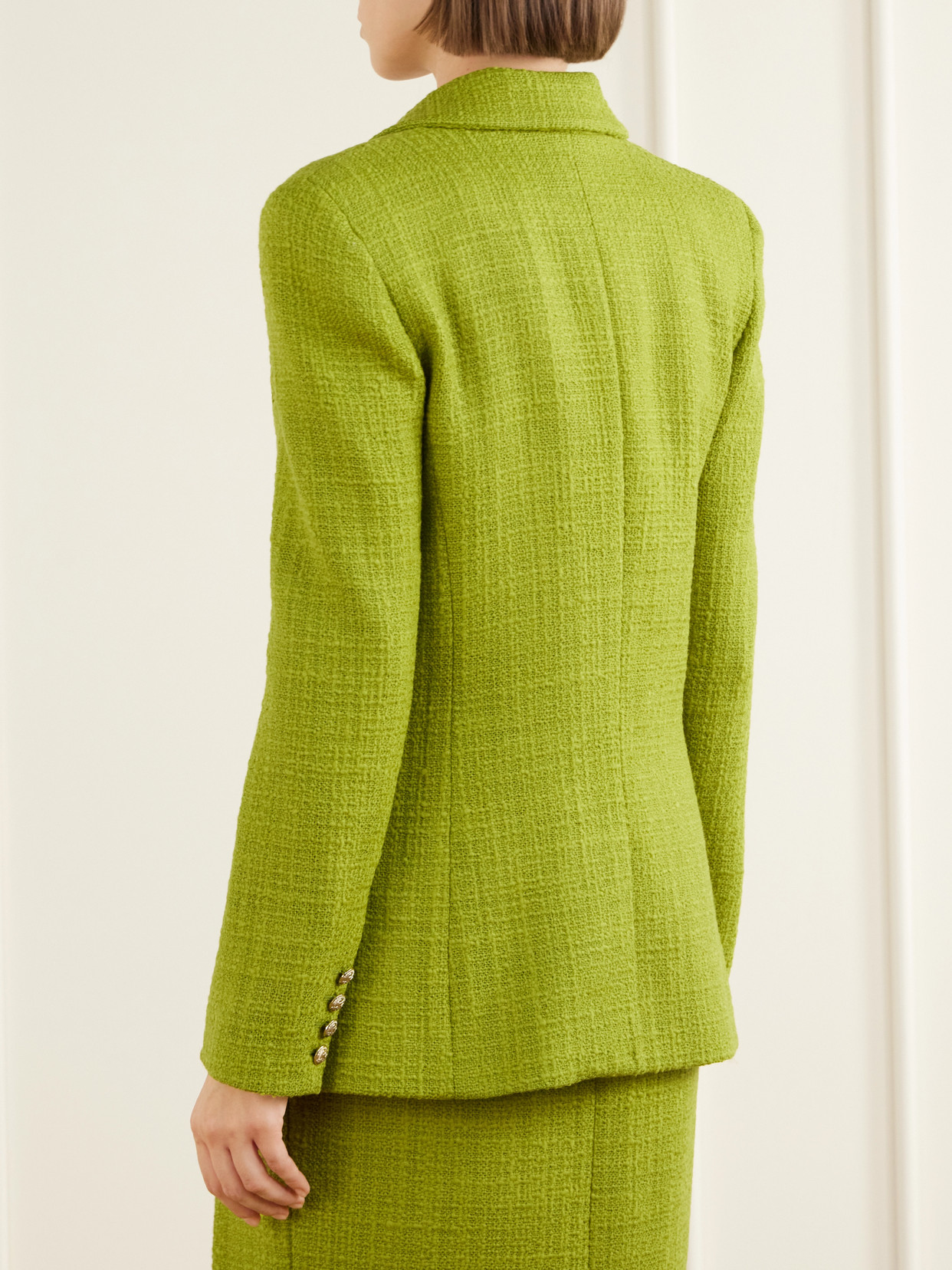 Balmain Bouclé-tweed Wool-blend Jacket In Green