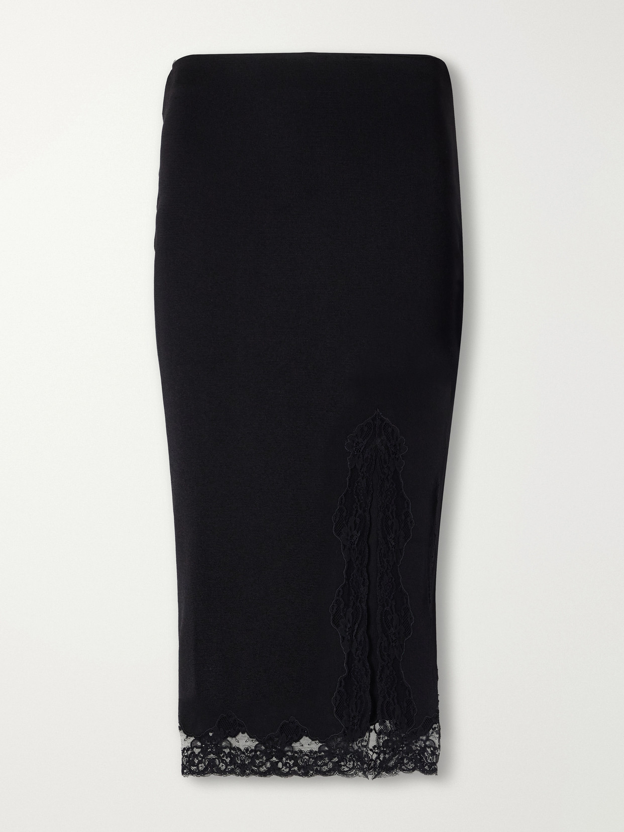 Balmain Lace-trimmed Jersey Midi Skirt In Black