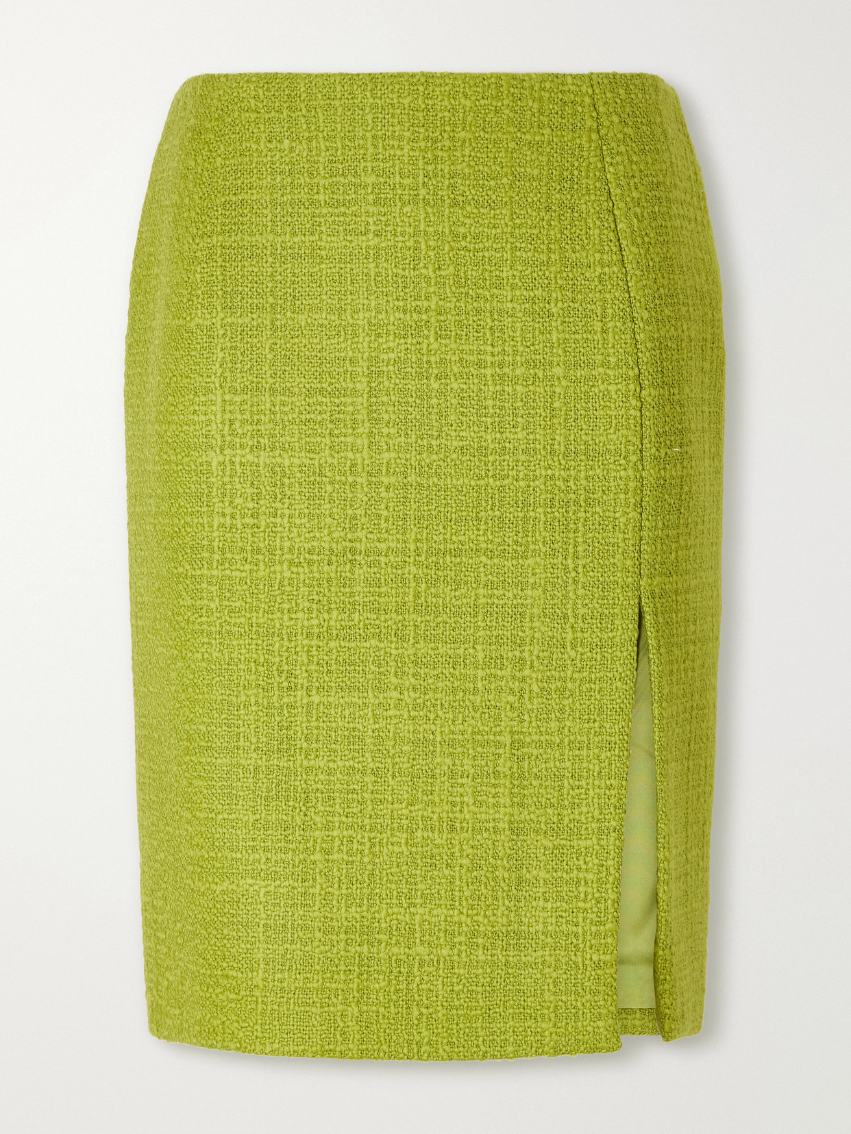 Balmain Bouclé-tweed Wool-blend Midi Skirt In Green