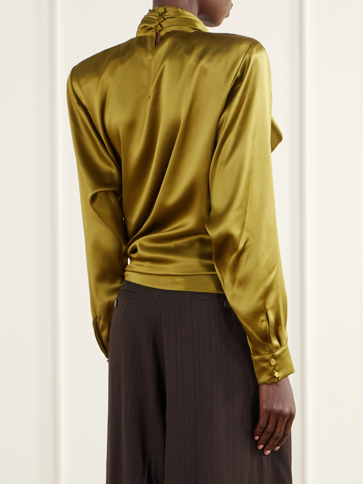 Tie-Detailed Silk-Satin Blouse
