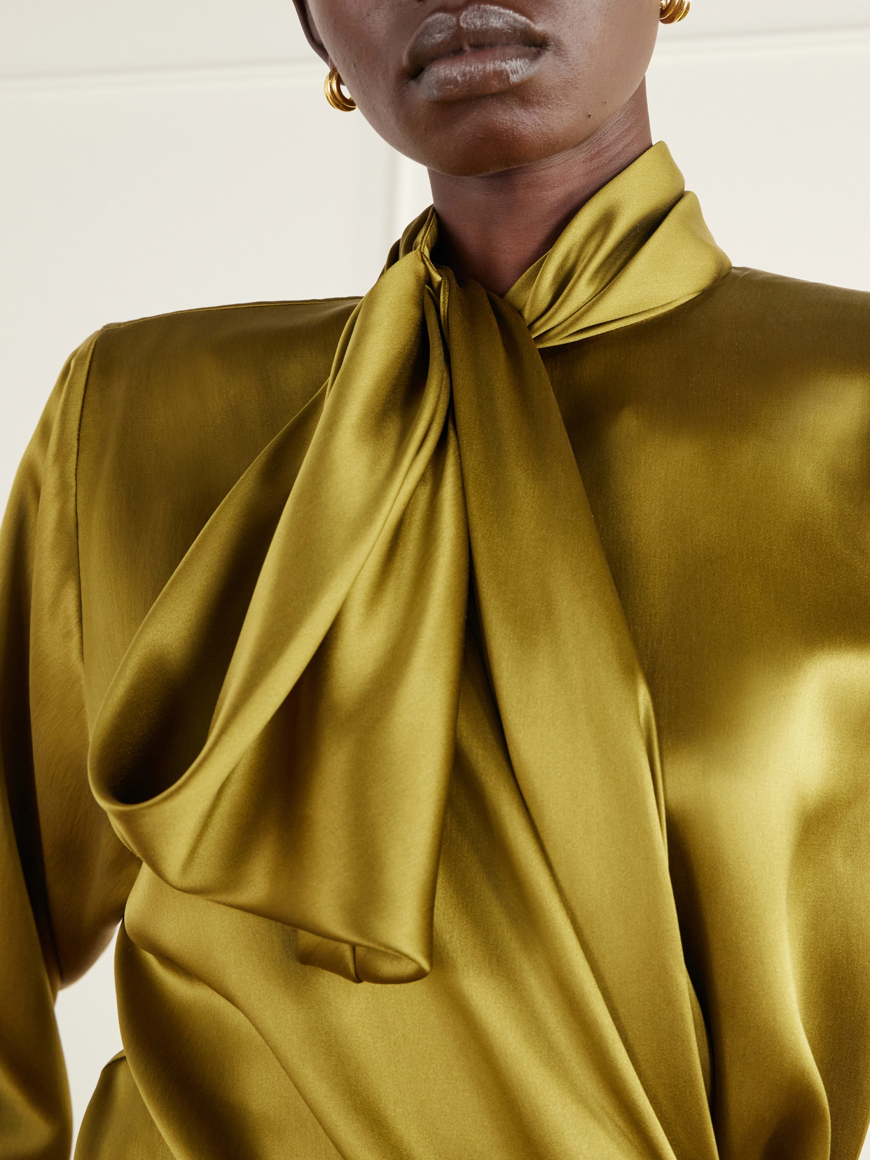 Tie-Detailed Silk-Satin Blouse