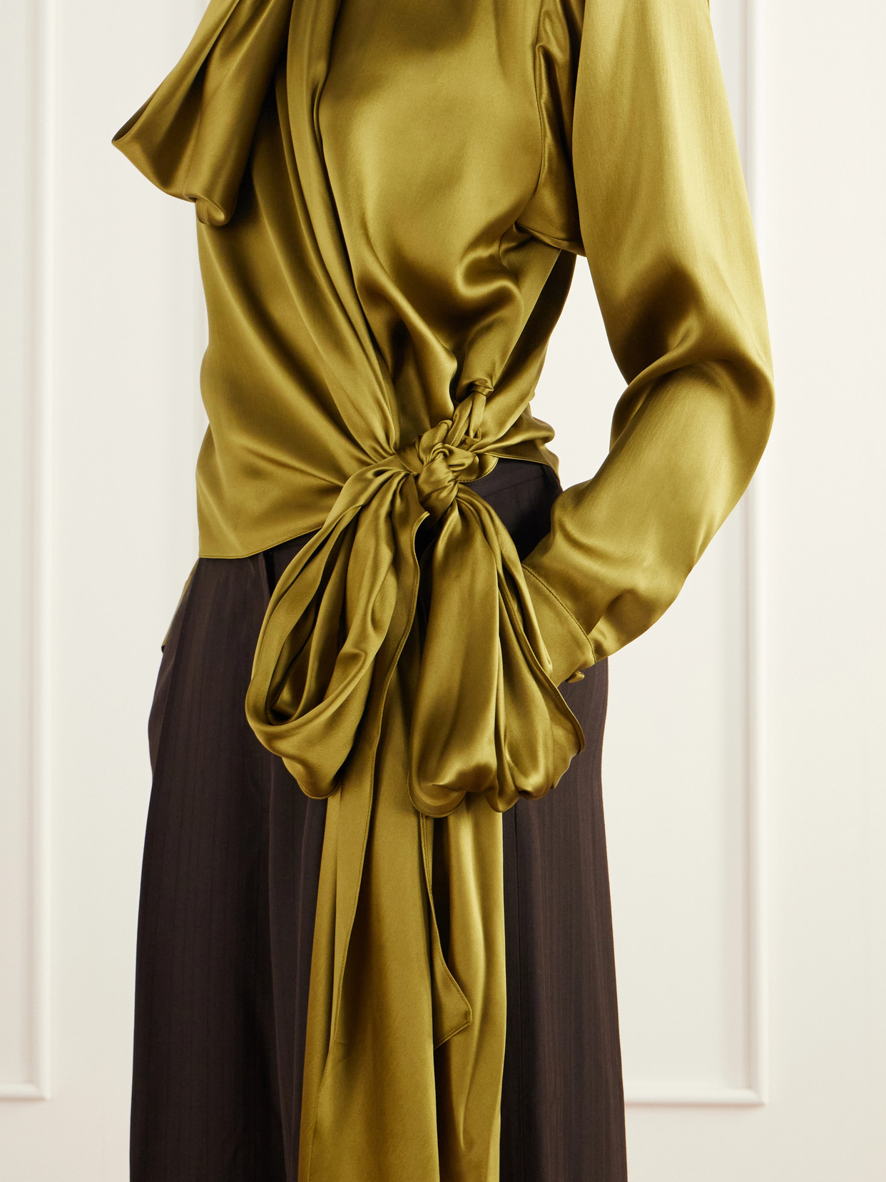 Tie-Detailed Silk-Satin Blouse