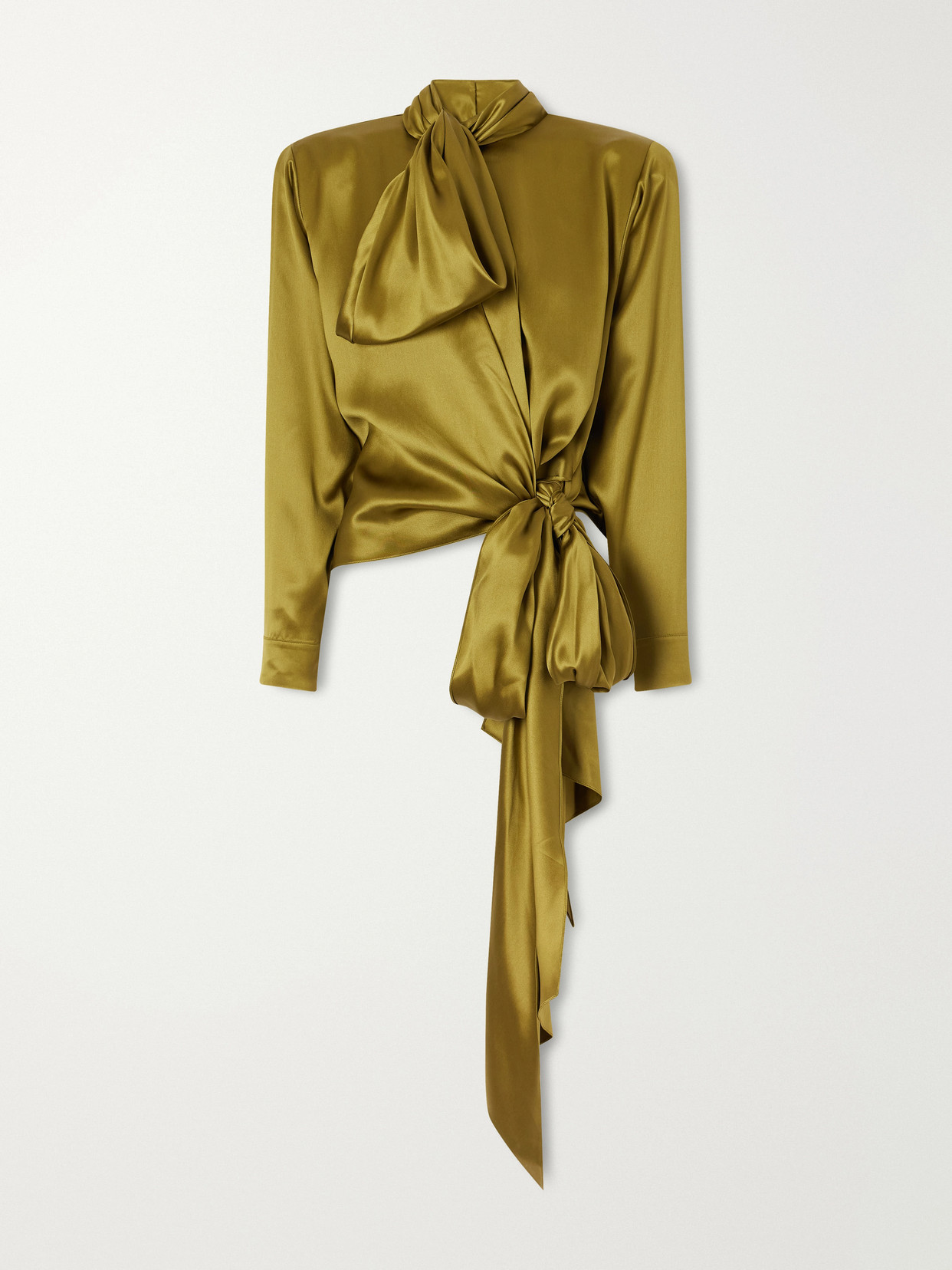 Tie-Detailed Silk-Satin Blouse