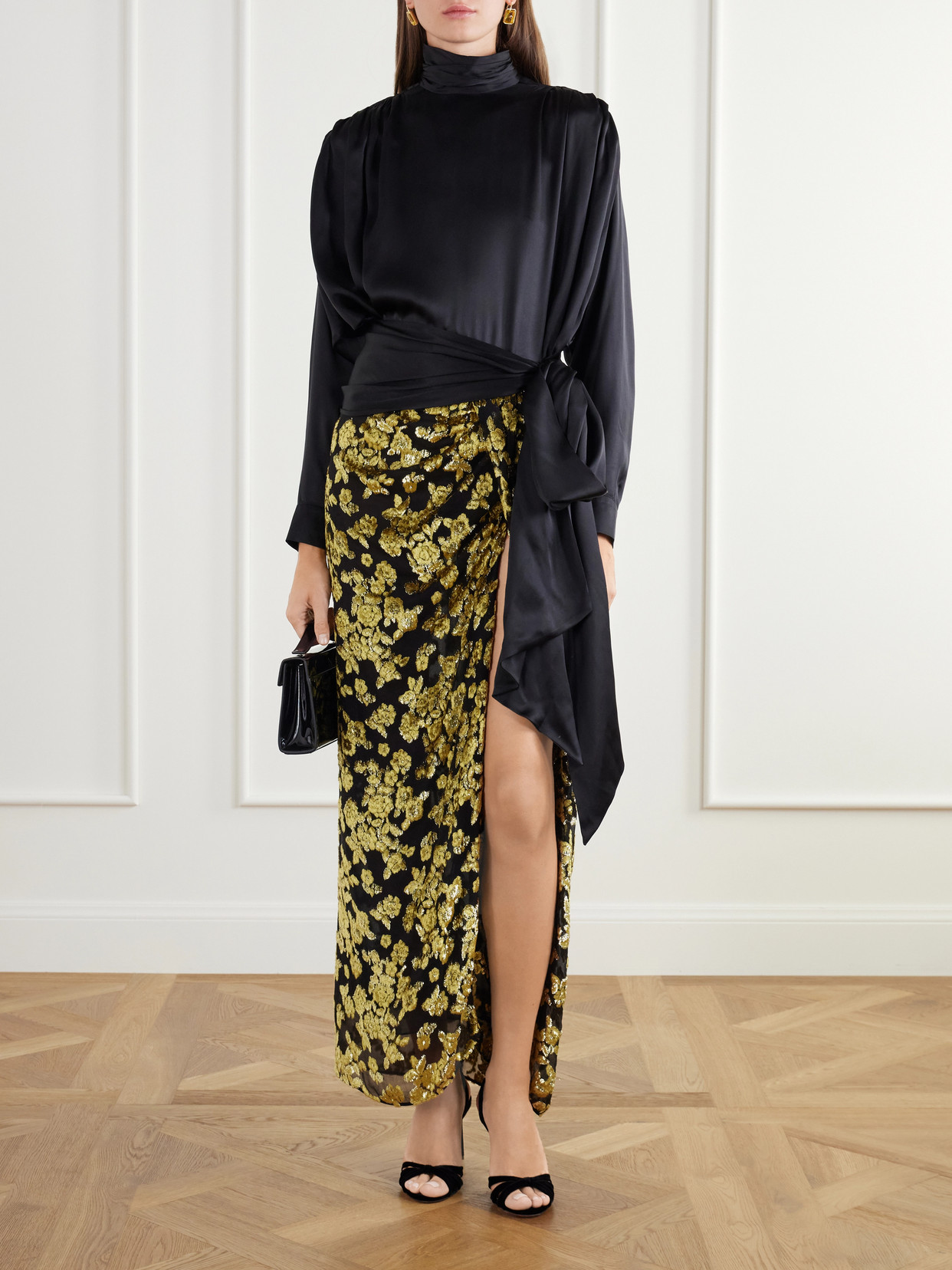 Draped Devoré-Velvet Maxi