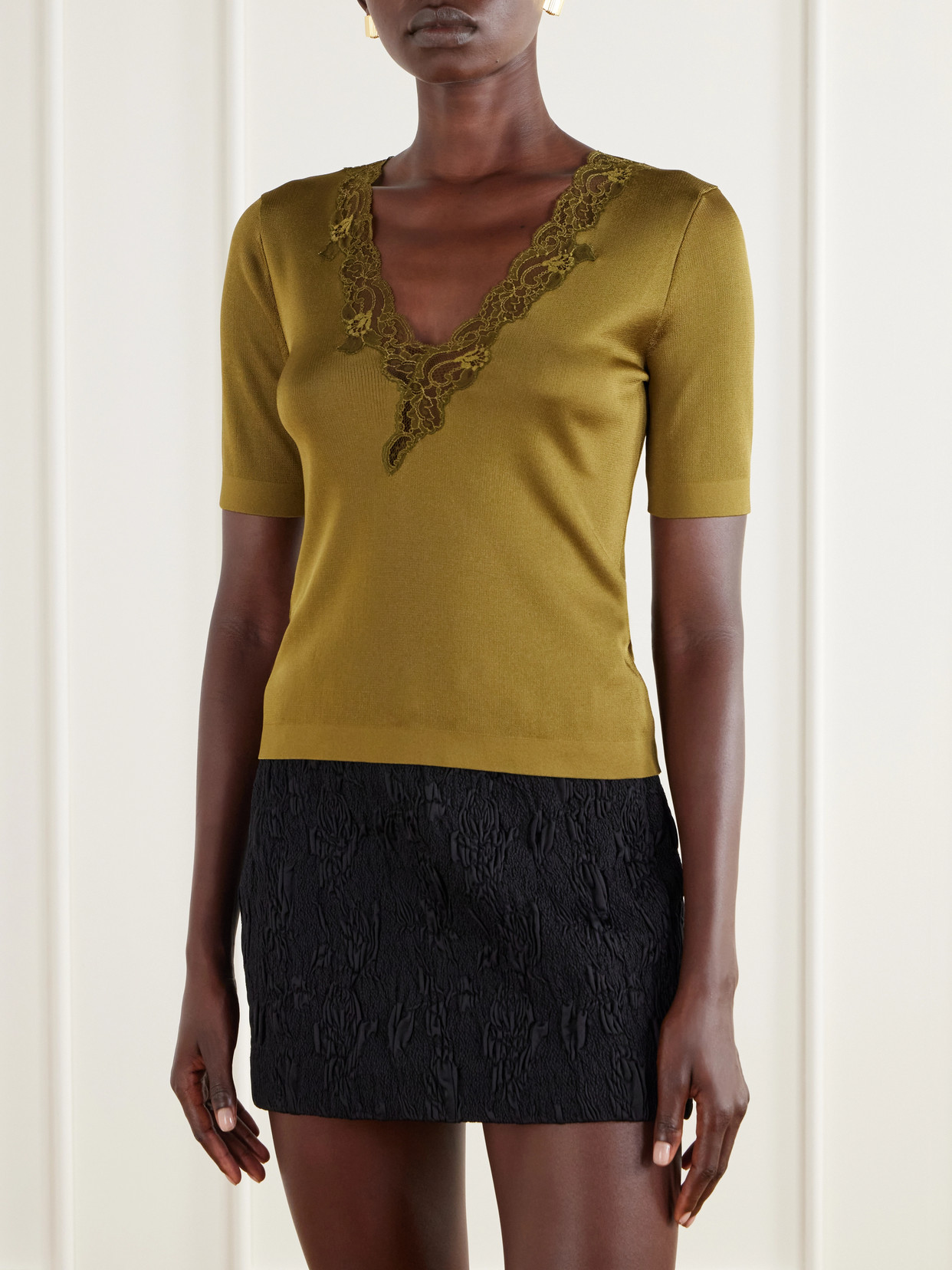 Lace-Trimmed T-Shirt