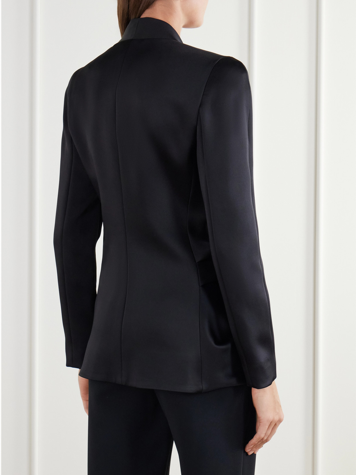 Tie-Detailed Draped Satin-Crepe Jacket
