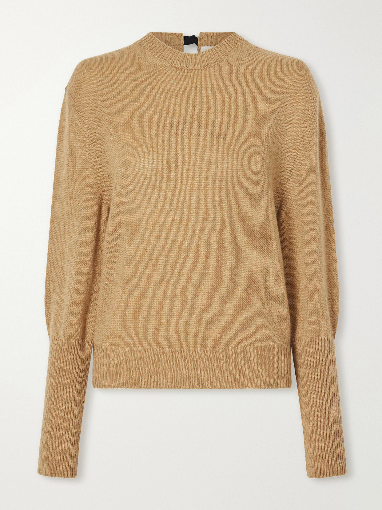 Lanvin Knot-detailed Grosgrain-trimmed Cashmere Sweater In Brown