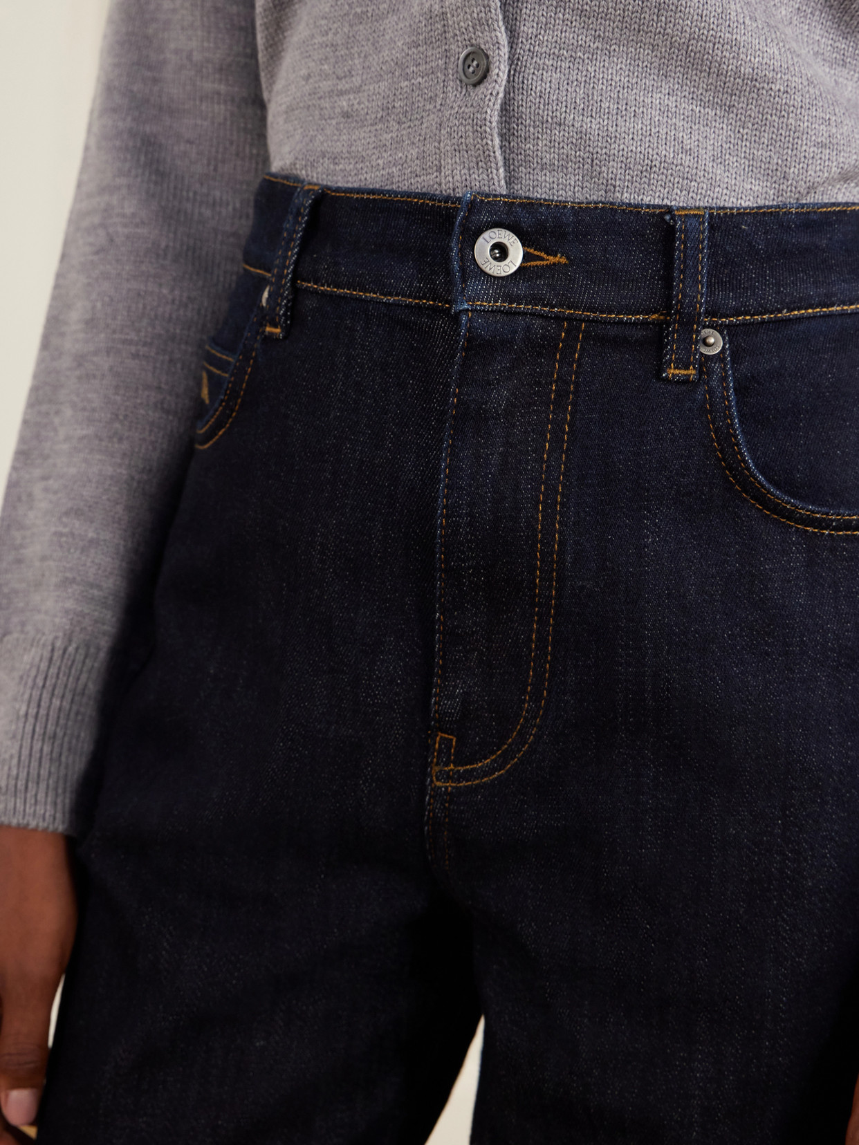 Logo-Debossed High-Rise Tapered Jeans