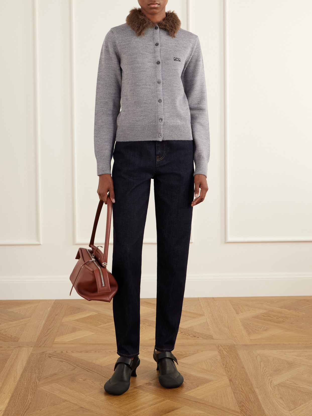 Logo-Debossed High-Rise Tapered Jeans