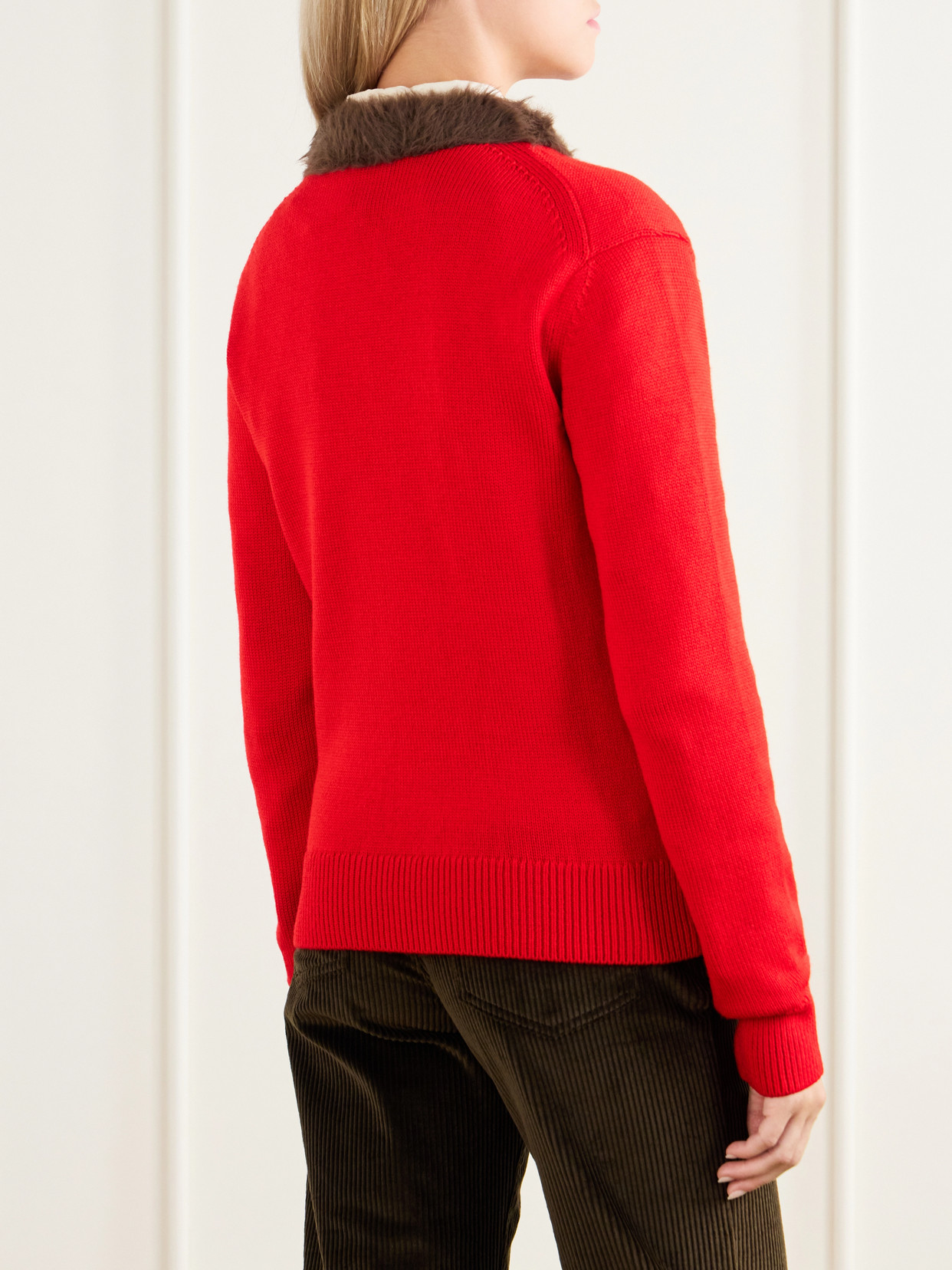 Plush-Trimmed Sweater