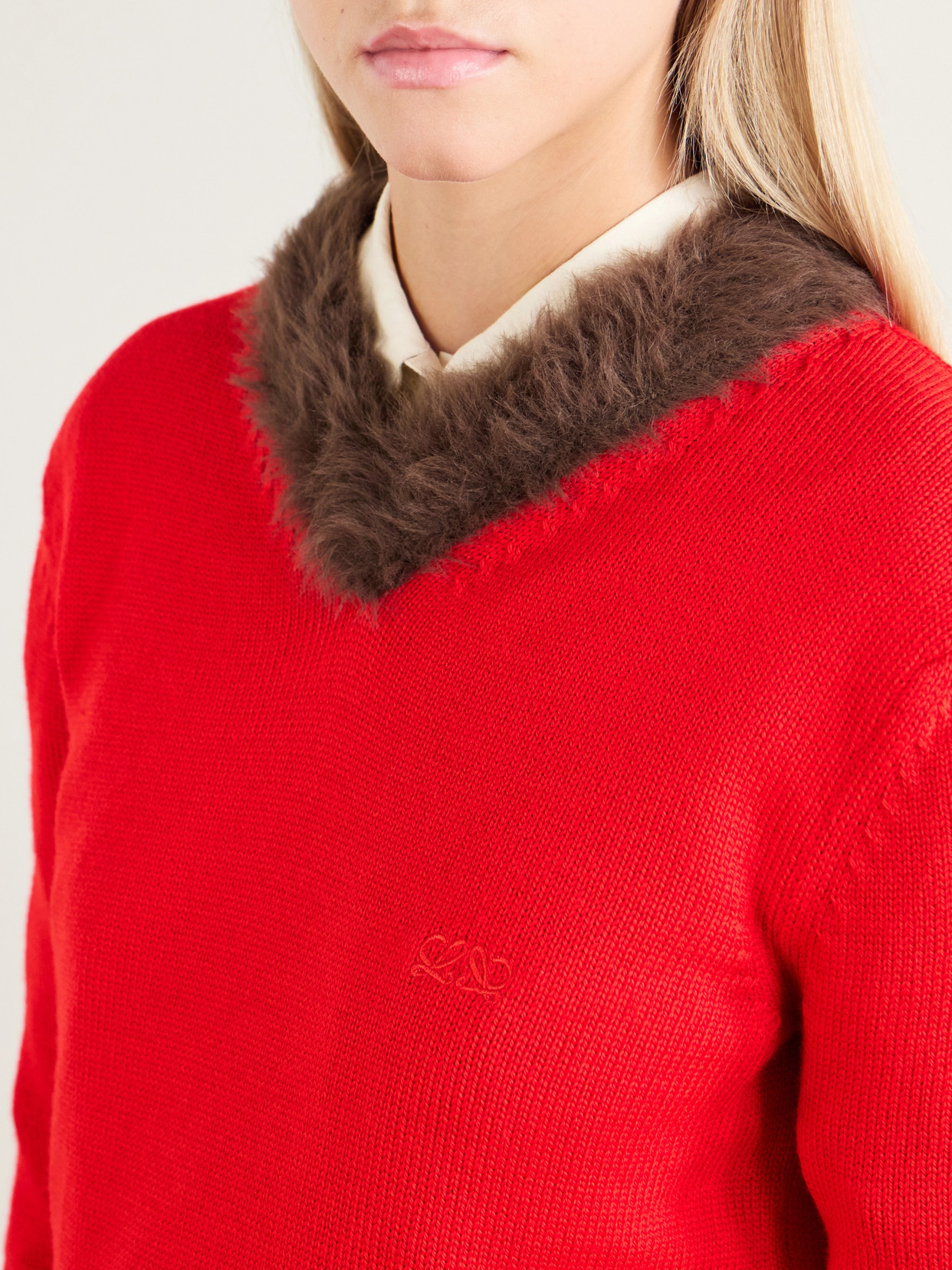 Plush-Trimmed Sweater