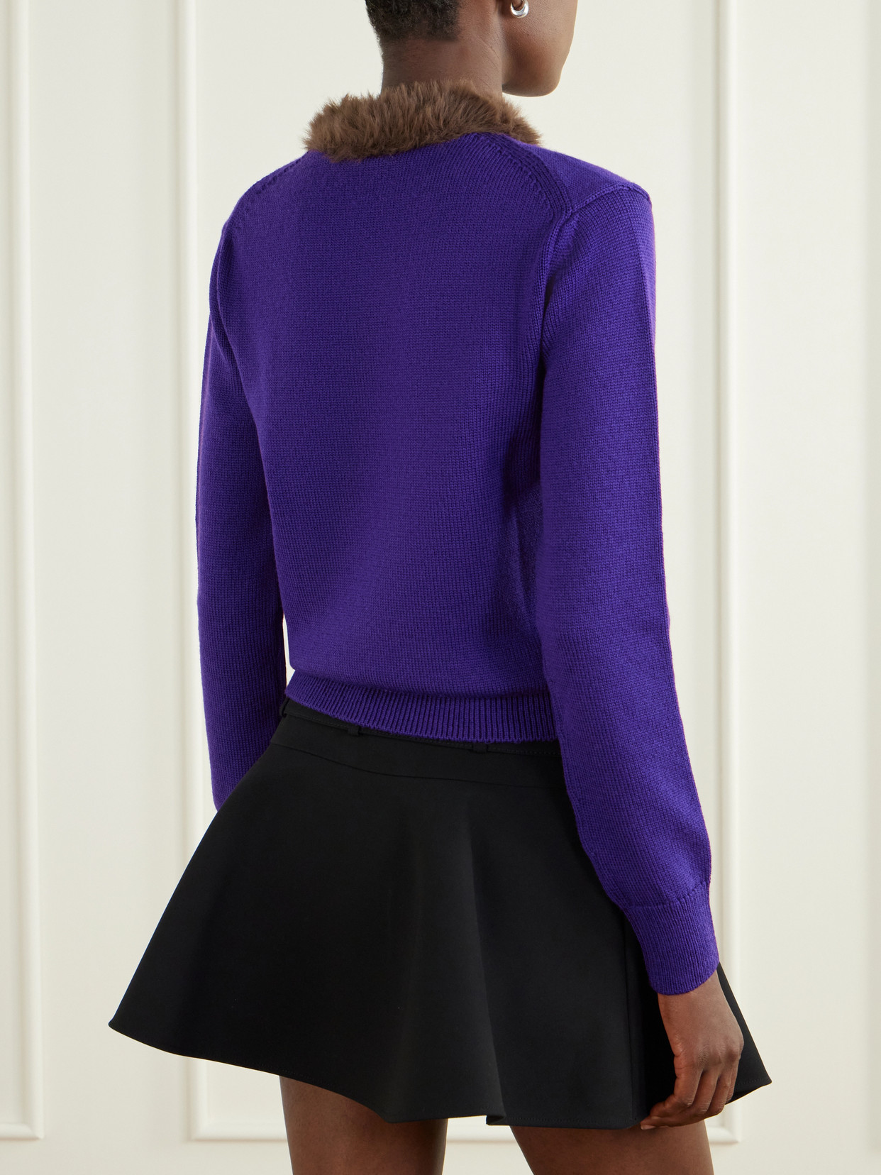 Plush-Trimmed Sweater