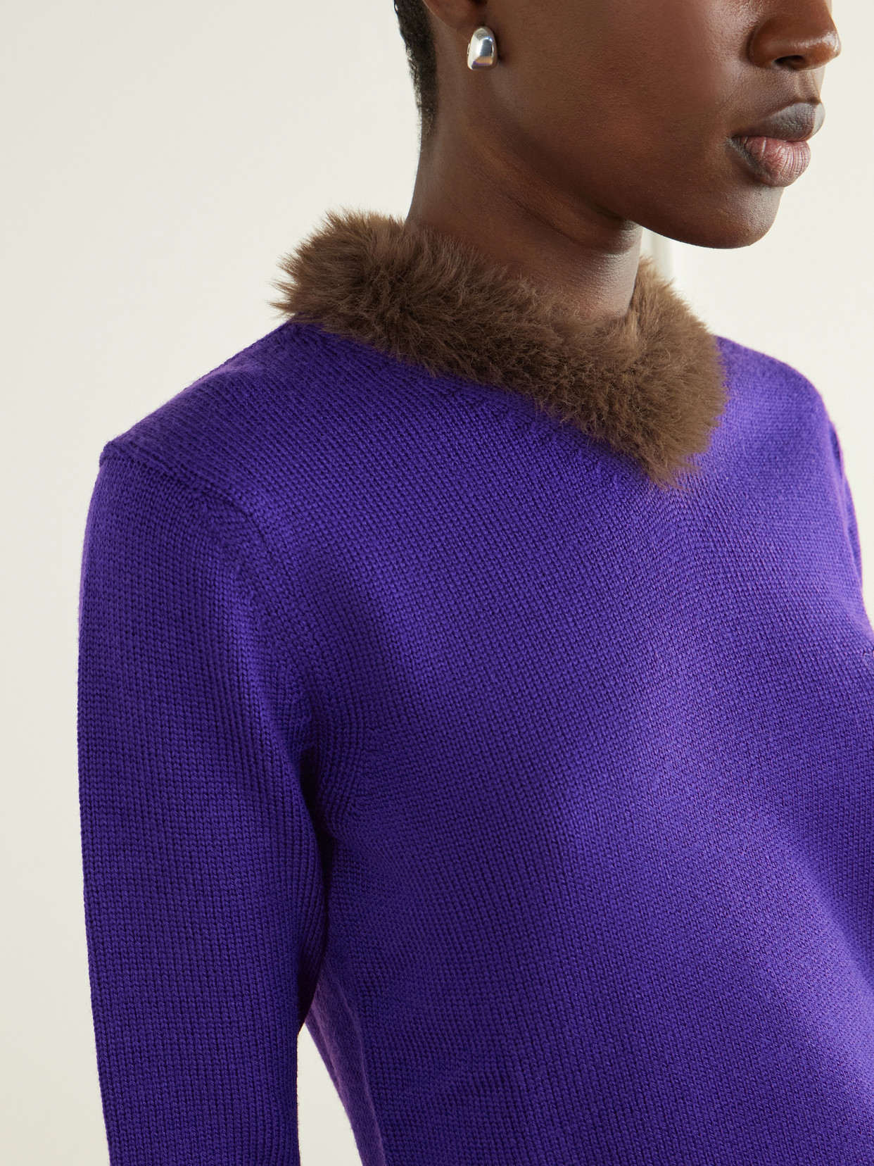 Plush-Trimmed Sweater