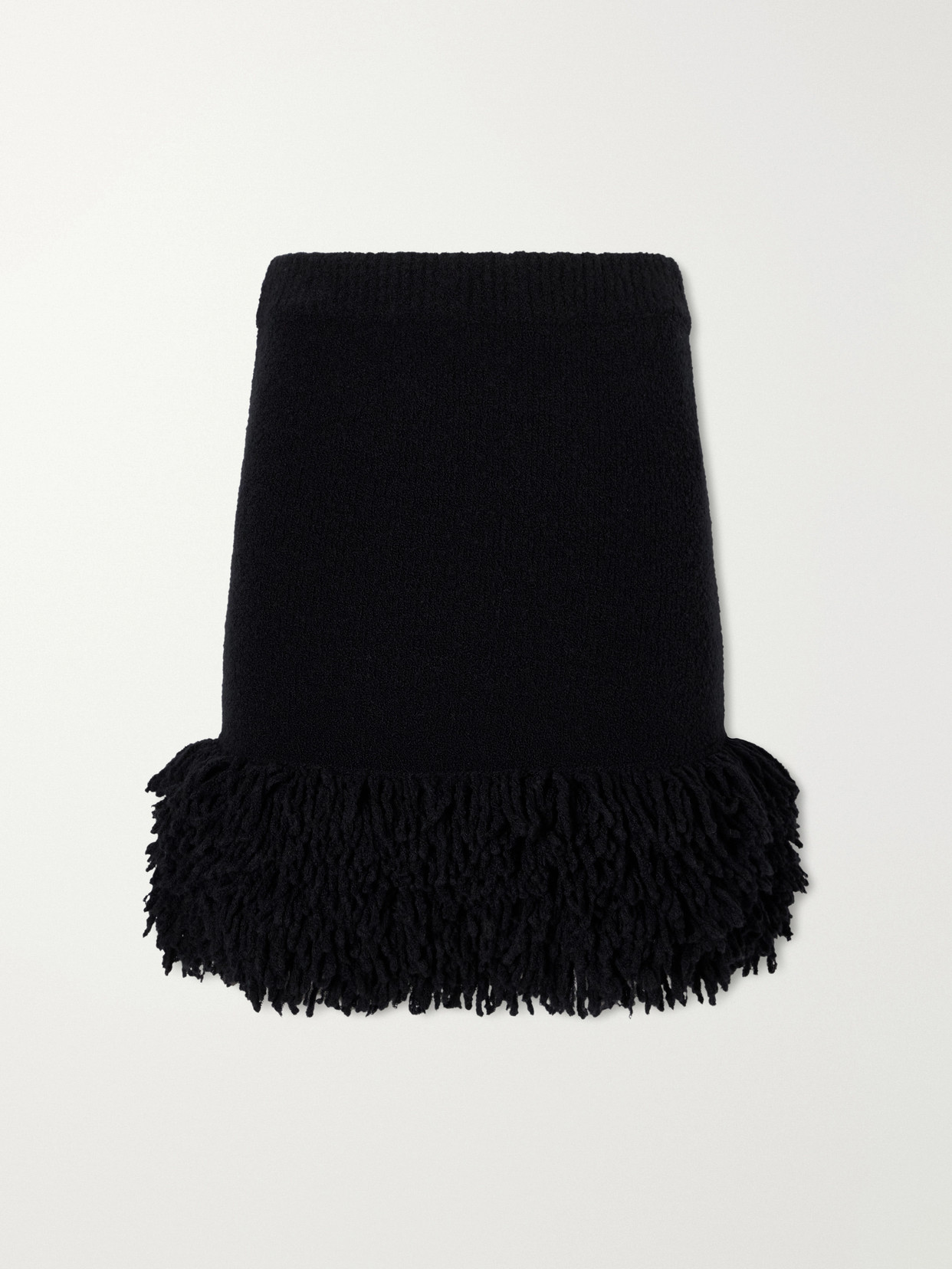 Loewe Fringed Wool-blend Mini Skirt In Black