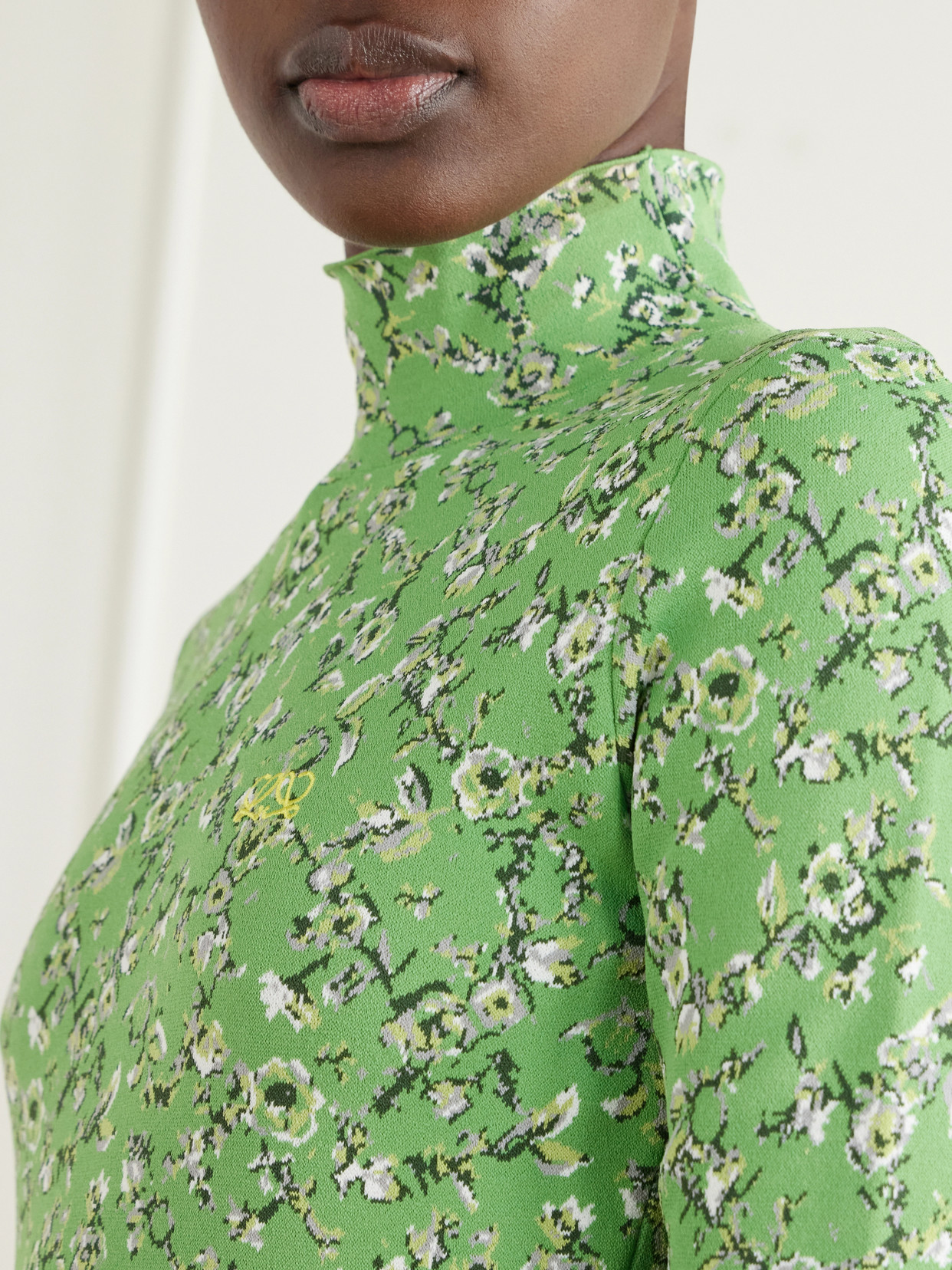 Logo-Embroidered Floral-Jacquard Top