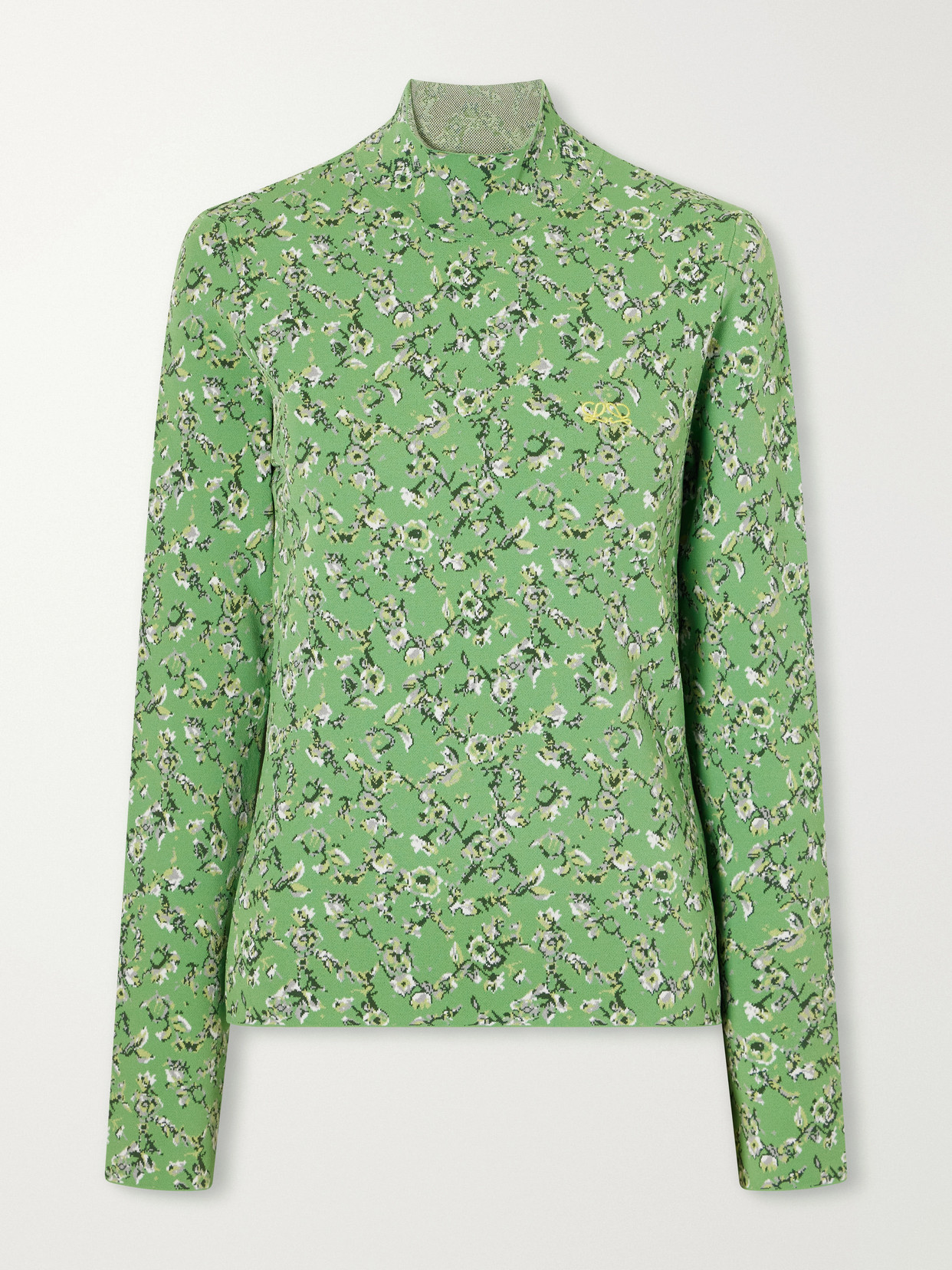 Logo-Embroidered Floral-Jacquard Top