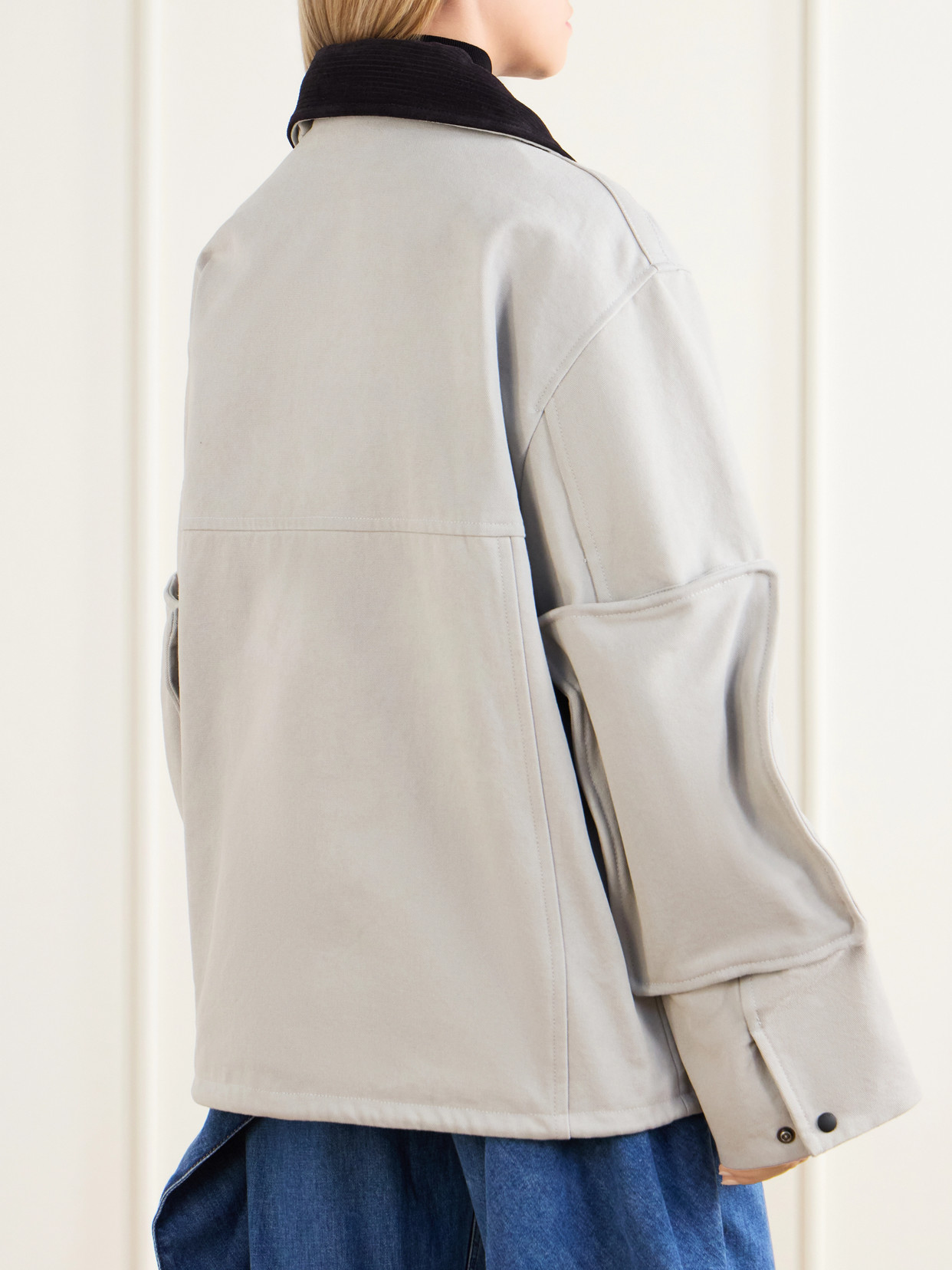 Leather-Trimmed Cotton Jacket
