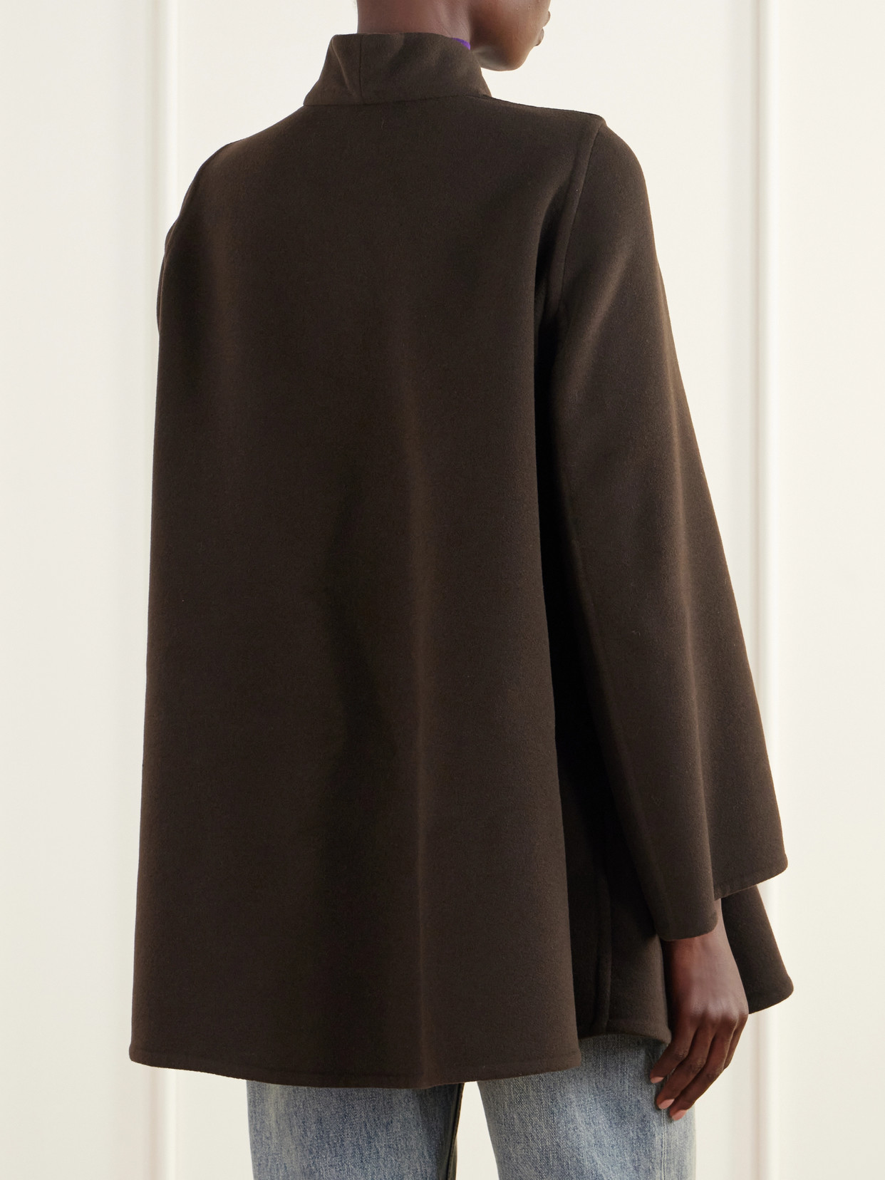 Peplum Brushed Wool-Blend Coat