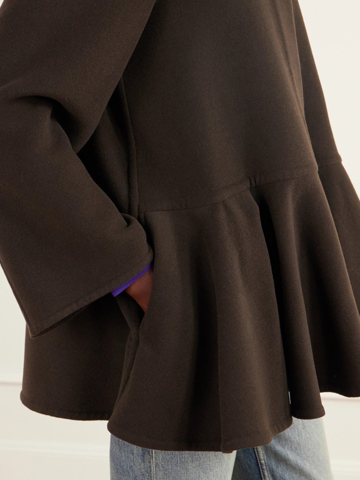 Peplum Brushed Wool-Blend Coat