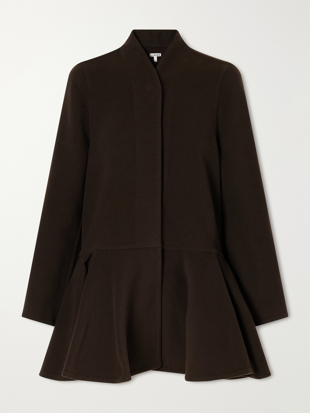 Peplum Brushed Wool-Blend Coat