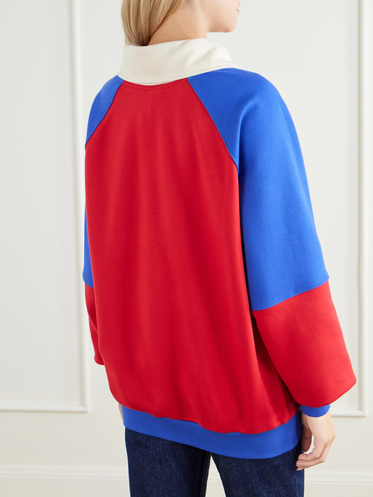 Logo-Embroidered Color-Block Cotton-Jersey Sweatshirt
