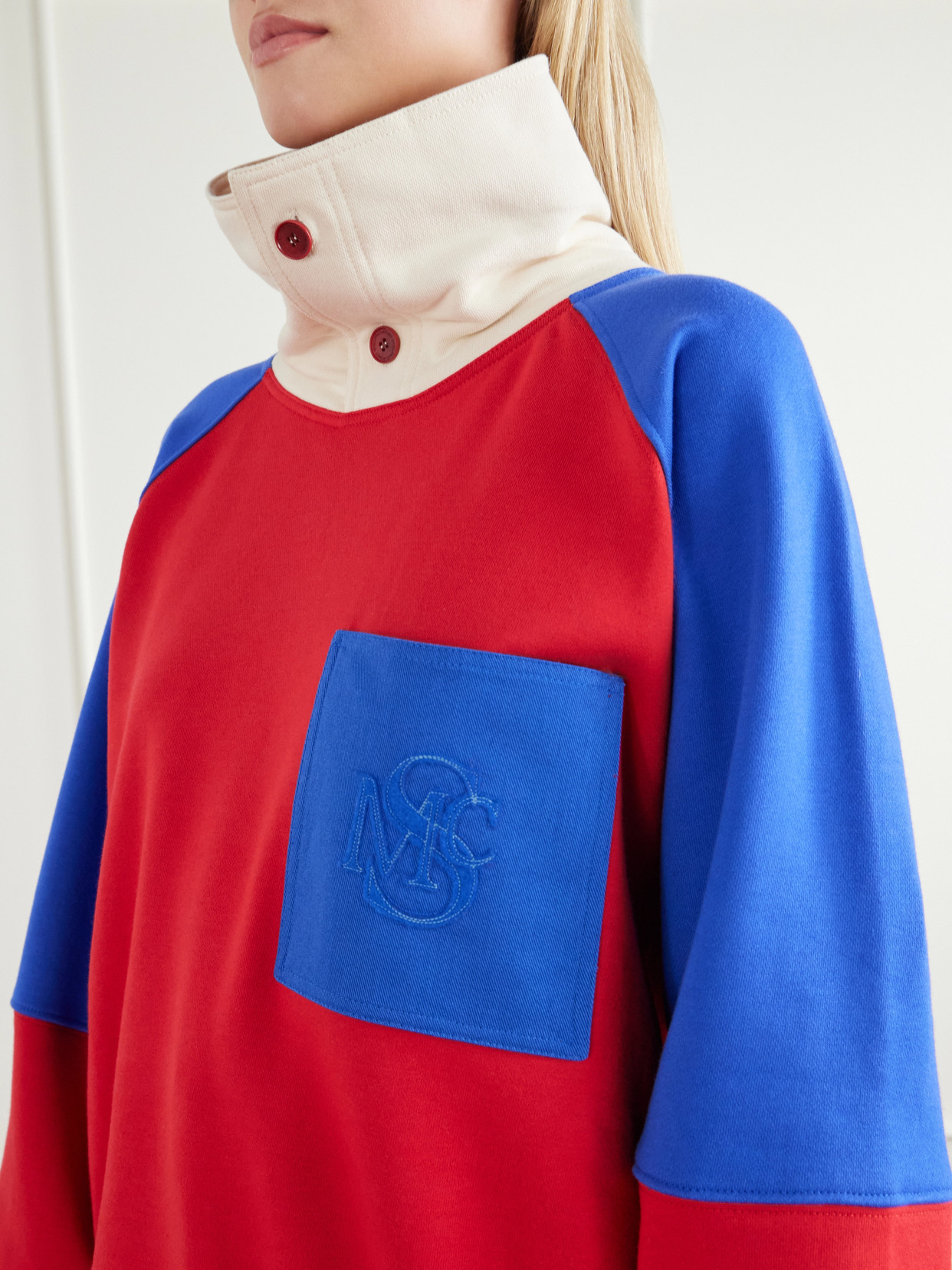 Logo-Embroidered Color-Block Cotton-Jersey Sweatshirt
