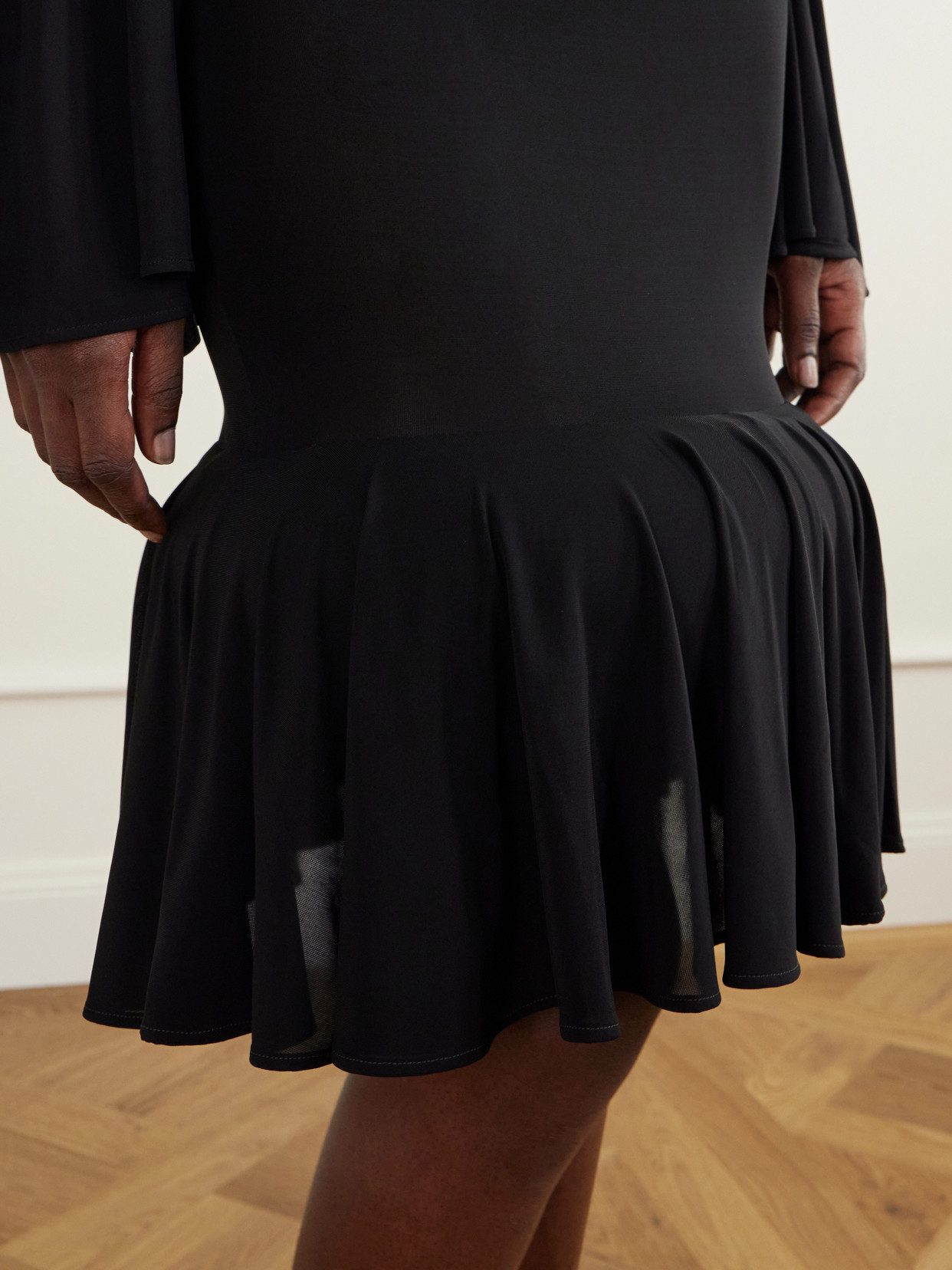 Sculptural Gathered Knee-Length Skirt