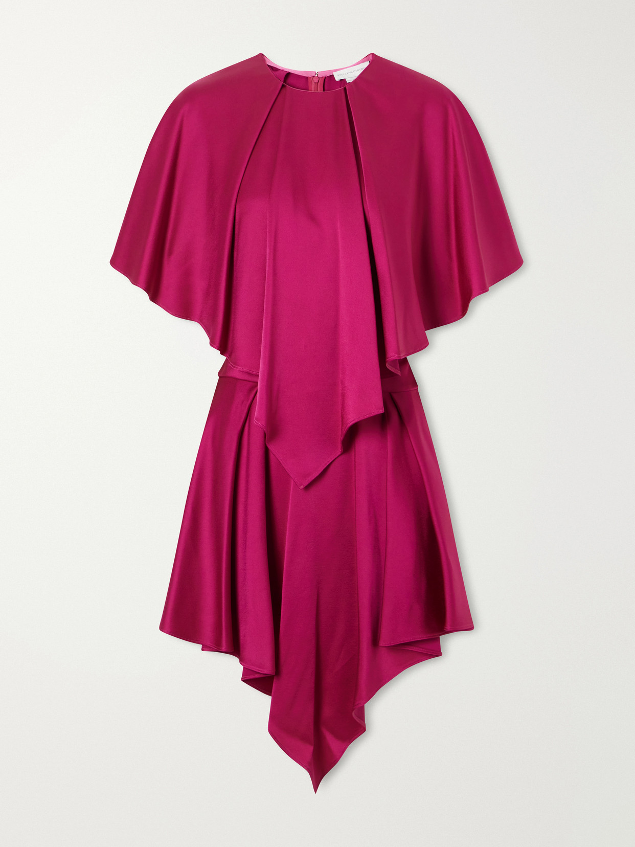 Stella Mccartney Gathered Tiered Satin Midi Dress In Pink