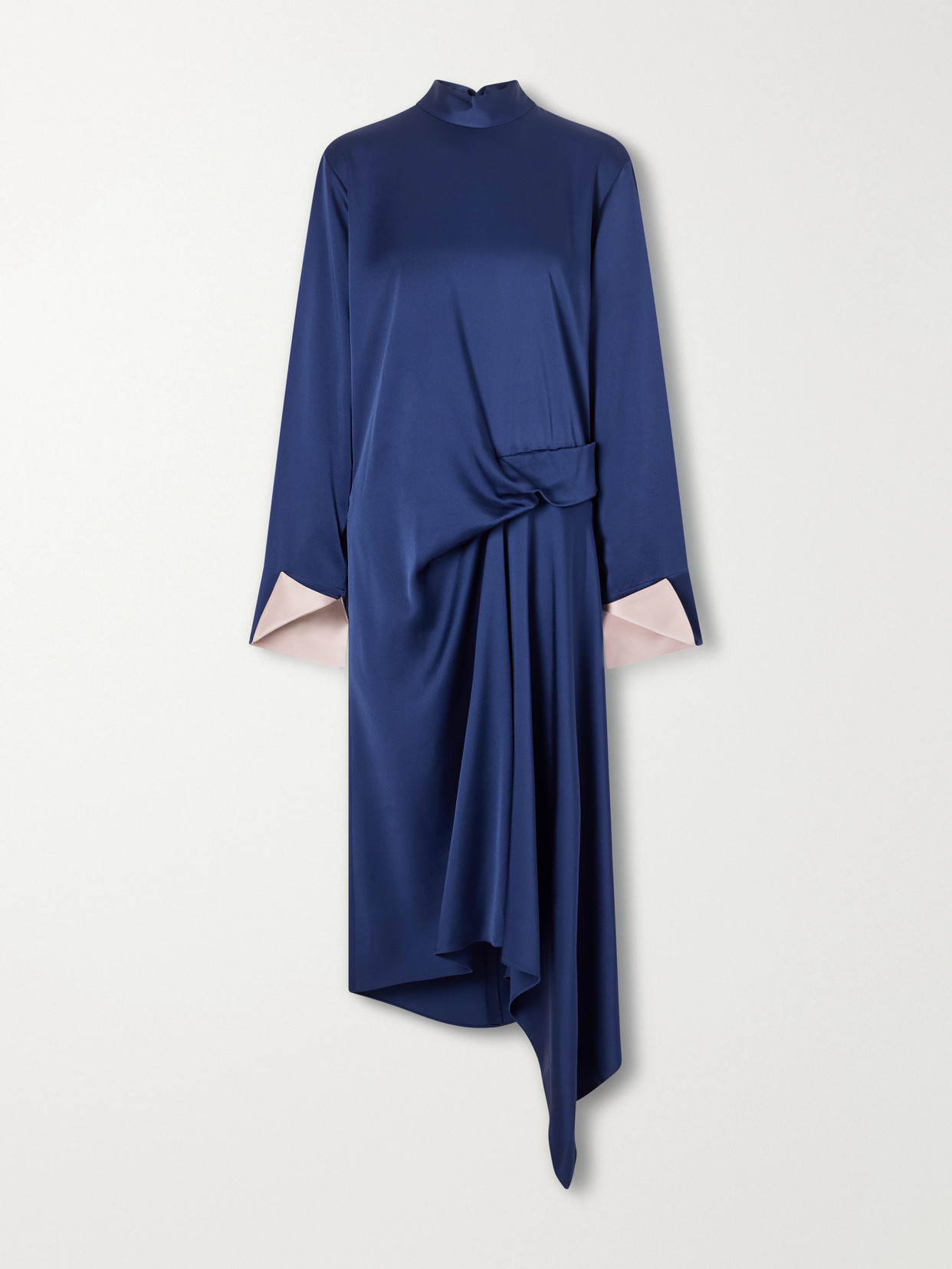 Stella Mccartney Asymmetric Draped Satin Midi Dress In Blue