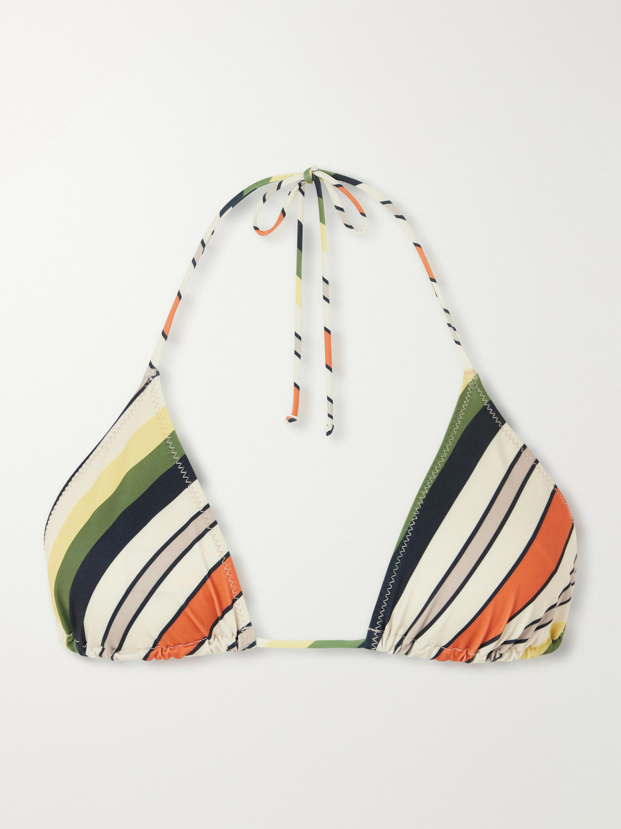 Jean Paul Gaultier Retro Stripe Bikini Top In Green